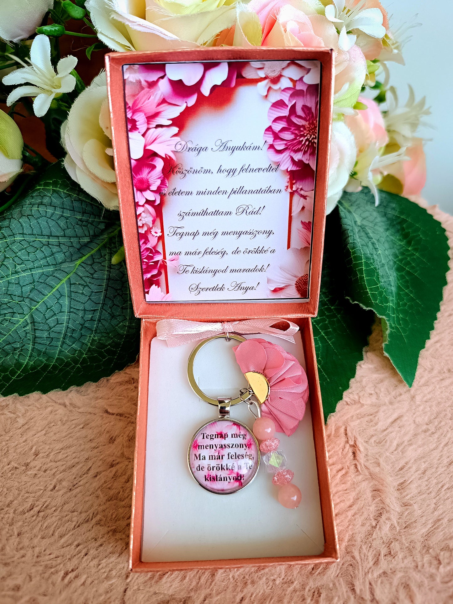 Ajándék örömanya kulcstartó rózsaszín