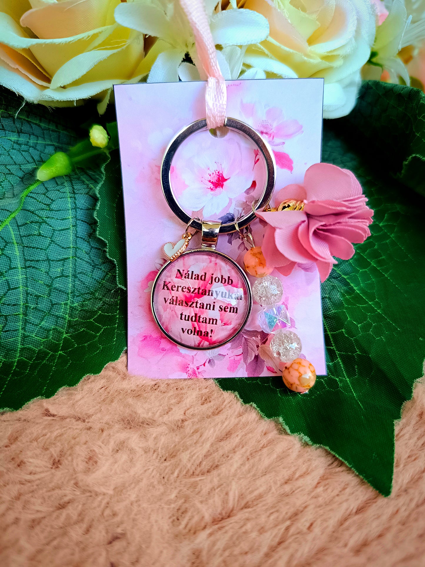 Ajándék keresztanya köszönő kulcstartó