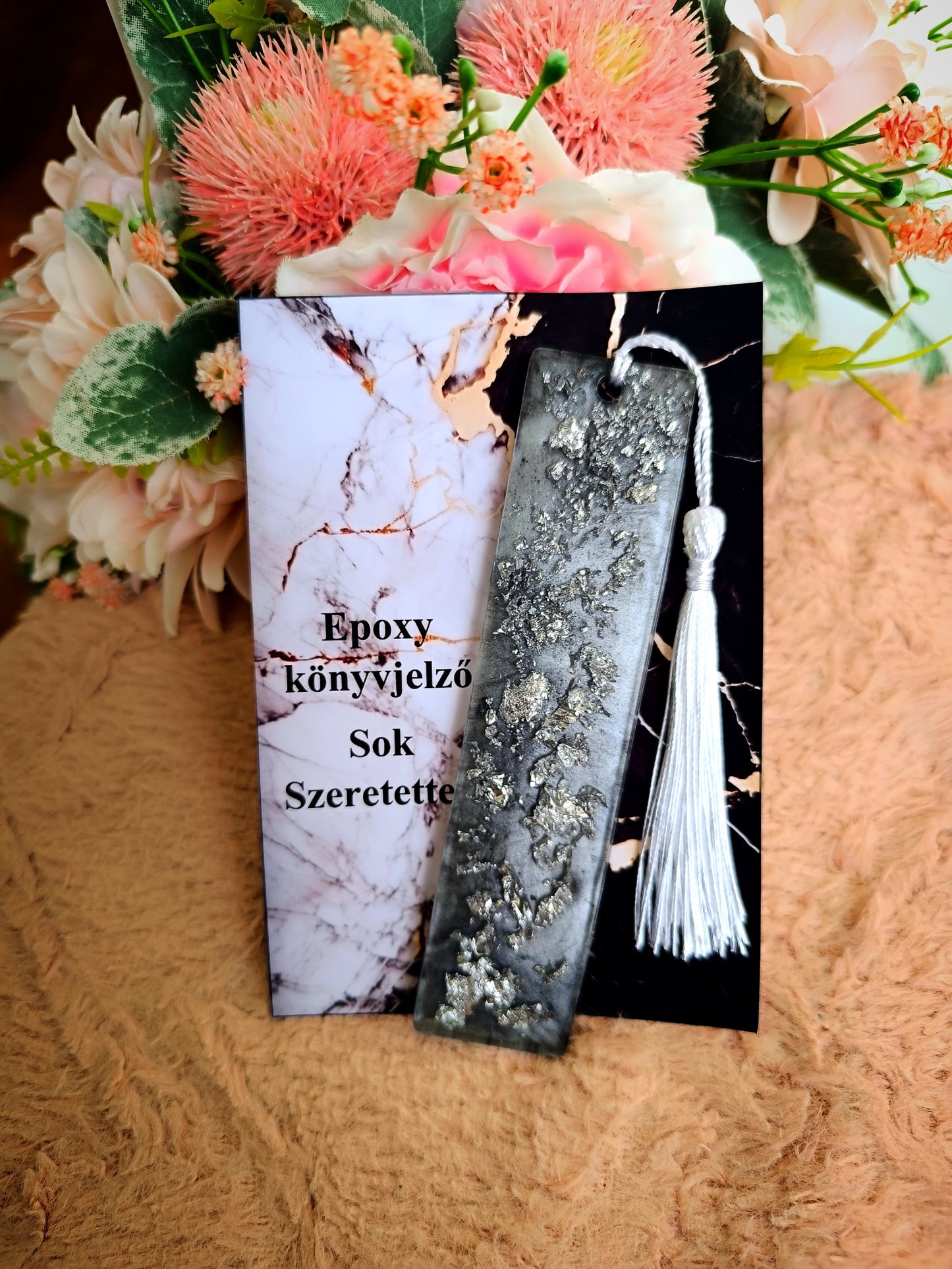 Fehér márvány epoxy könyvjelző