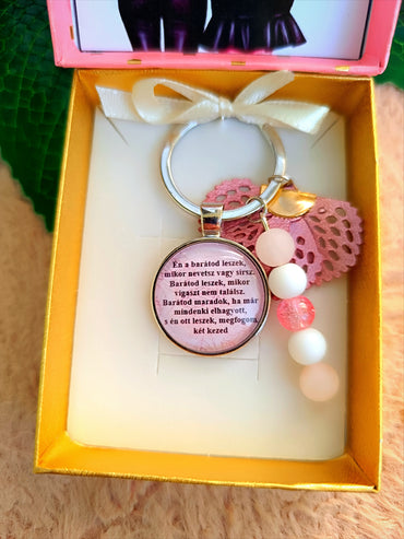 Baratság kulcstartó rózsaszín