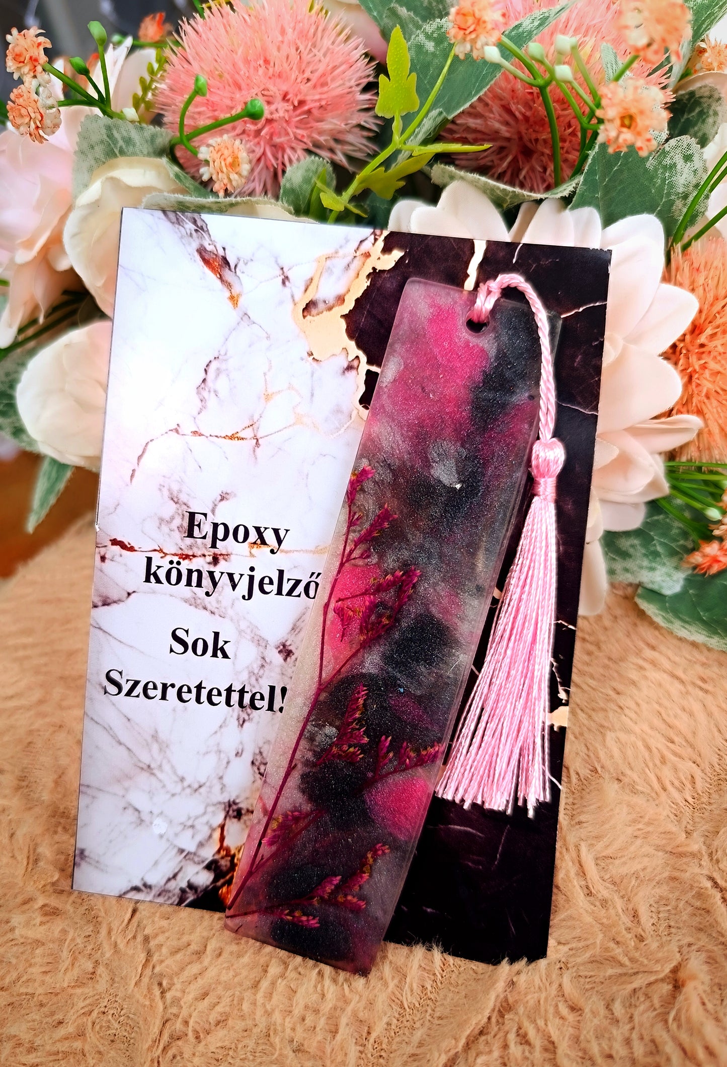 Márvány epoxy könyvjelző