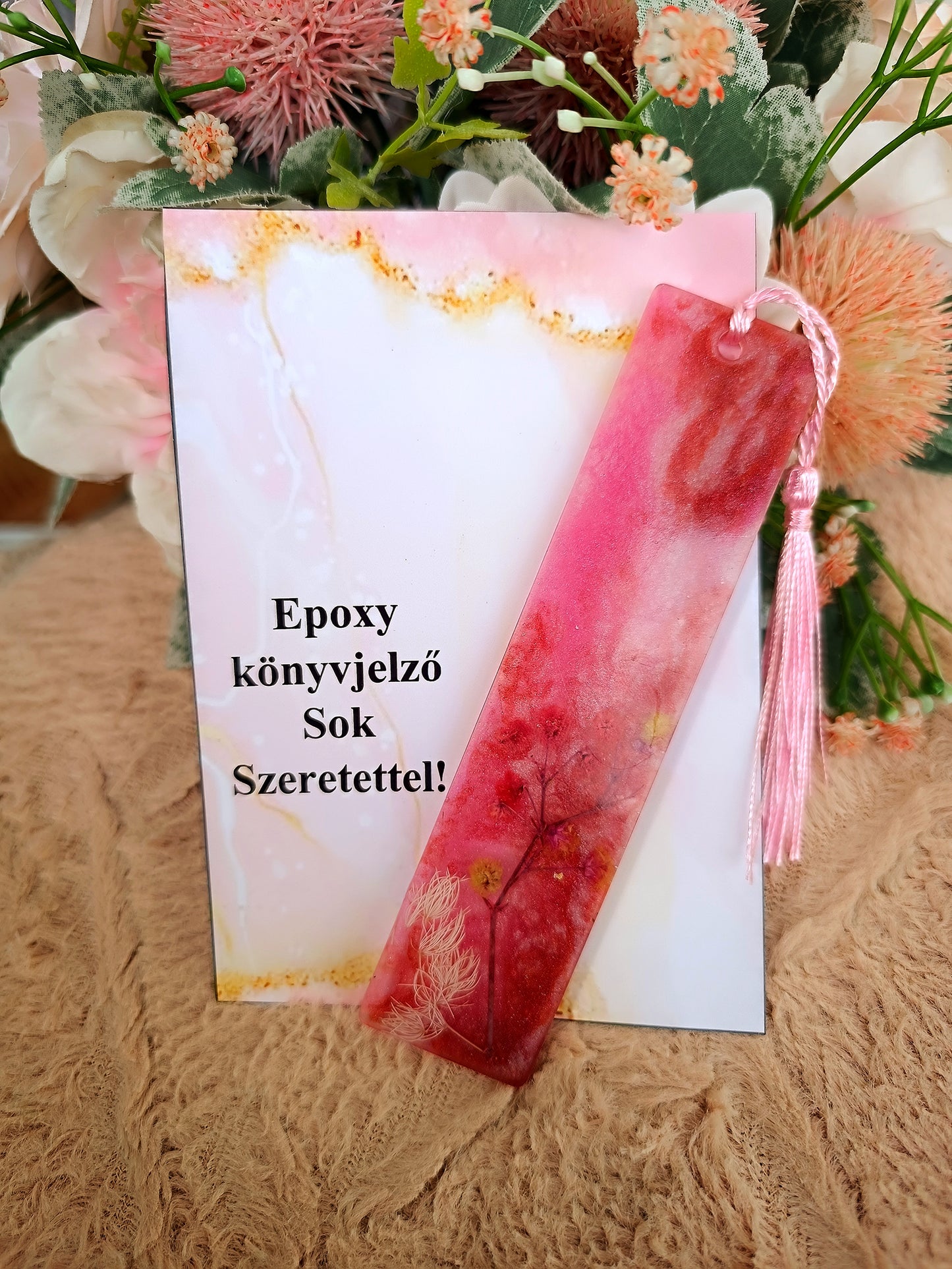 Virágos epoxy könyvjelző II