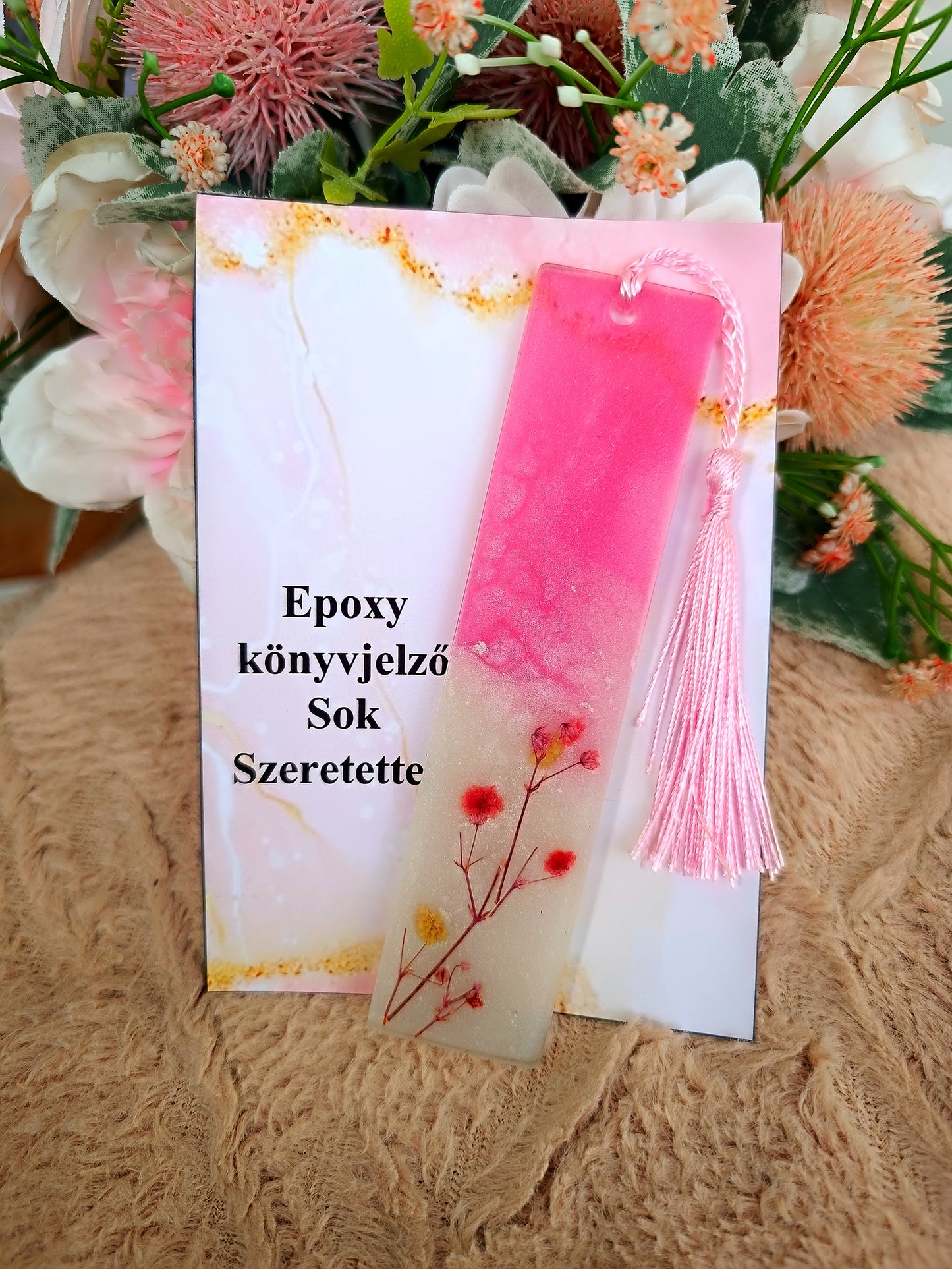 Virágos epoxy könyvjelző III