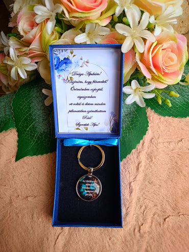 Ajándék szülőköszöntő apának kulcstartó esküvőre