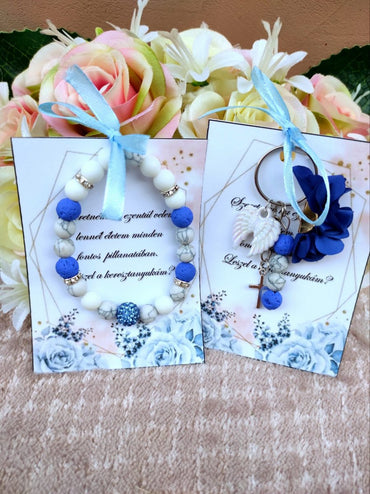 Keresztanya felkérő kék kulcstartó