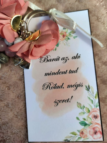 Barátság kulcstartó rózsaszín