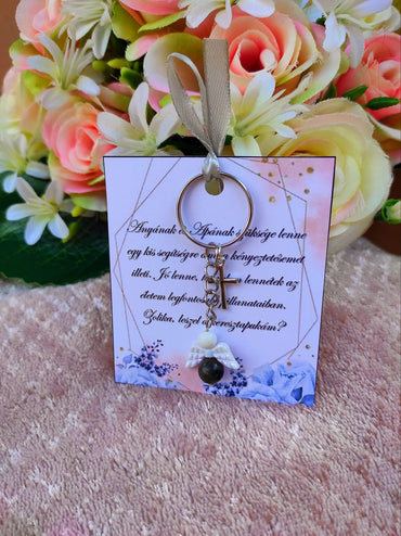 Keresztszülő felkérő ajándék kulcstartó szett