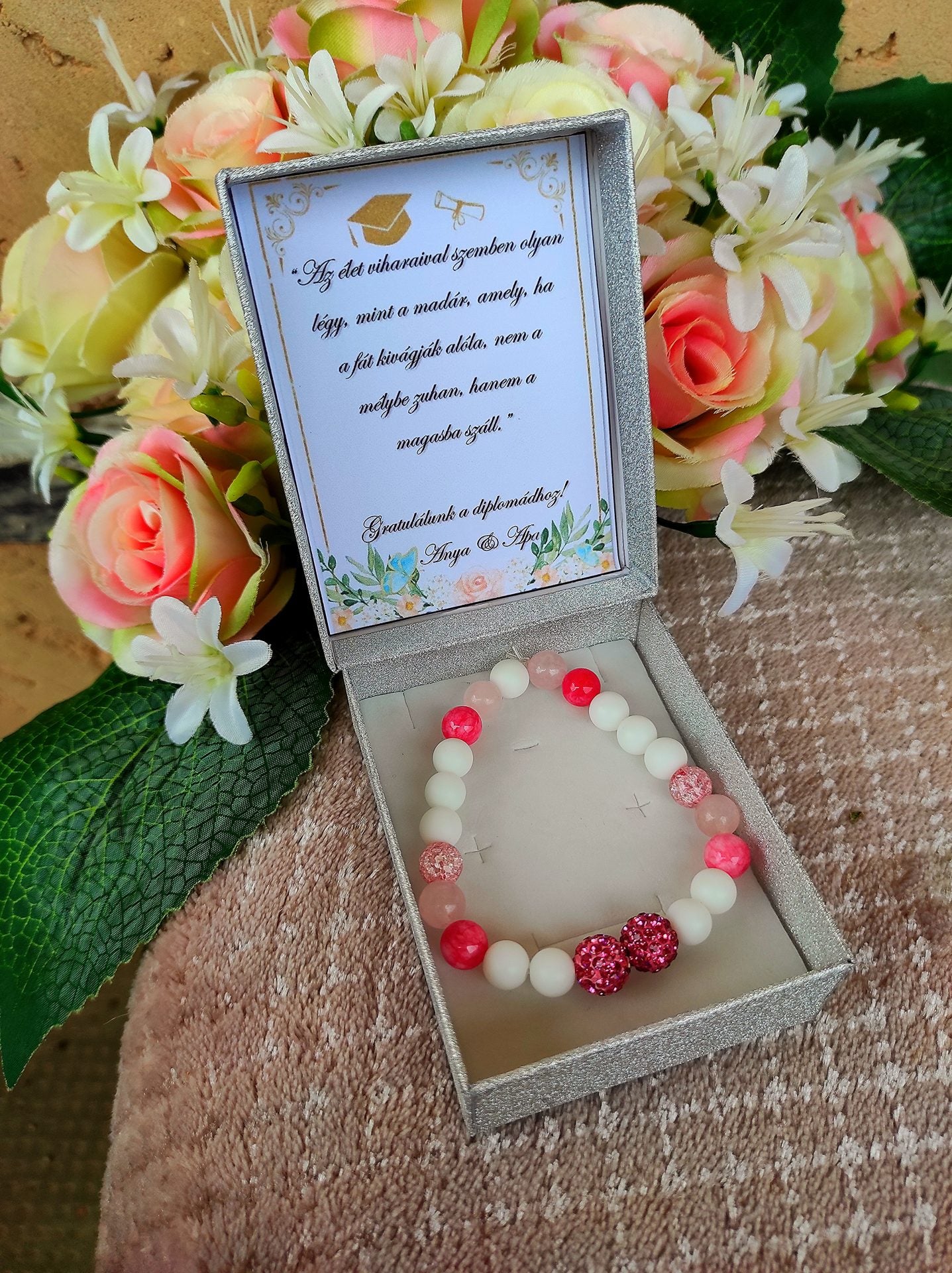 Rózsakvarc diplomaosztó ajándék