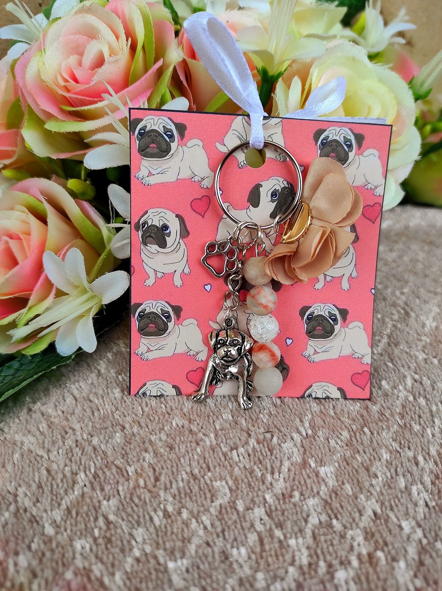 Mopsz kutyás nude kulcstartó