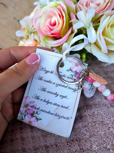 Ajándék pedagógusnak kulcstartó rózsaszín