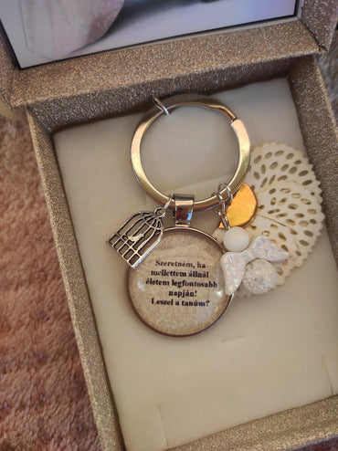 Tanúfelkérő kulcstartó fehér