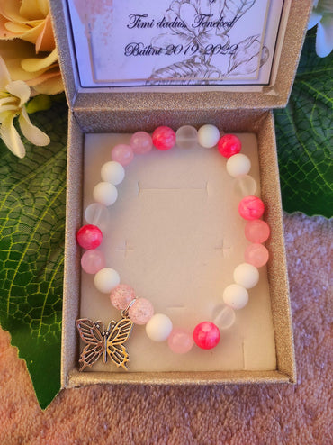 Pillangós ásvány karkötő pedagógusnak