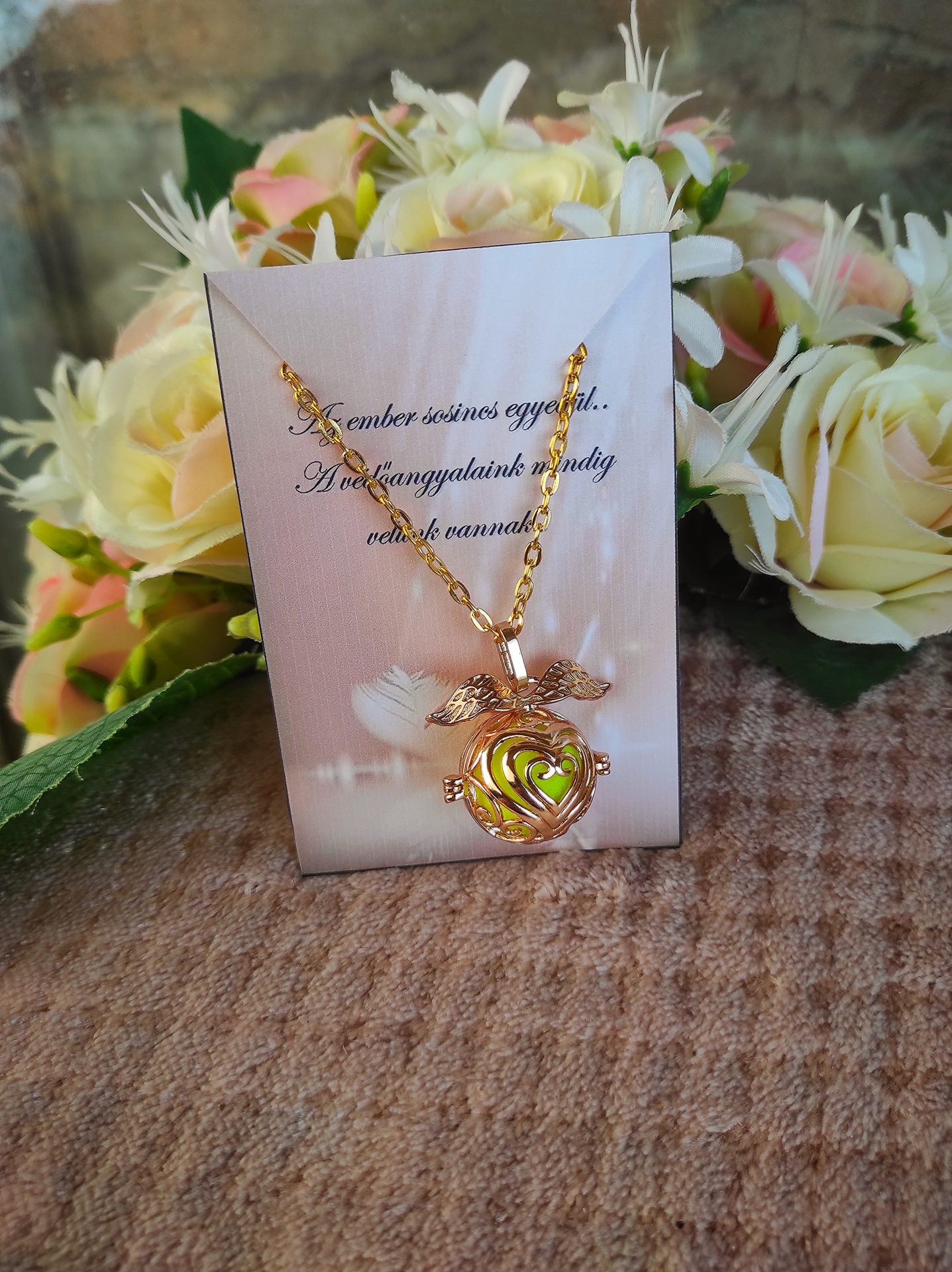 Angyalhívó nyaklánc rose gold angyalszárnyas II