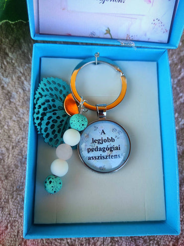 Ballagási dobozos kék kulcstartó