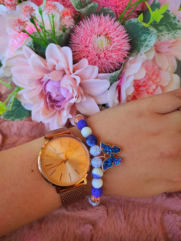 Kék pillangós ásvány karkötő