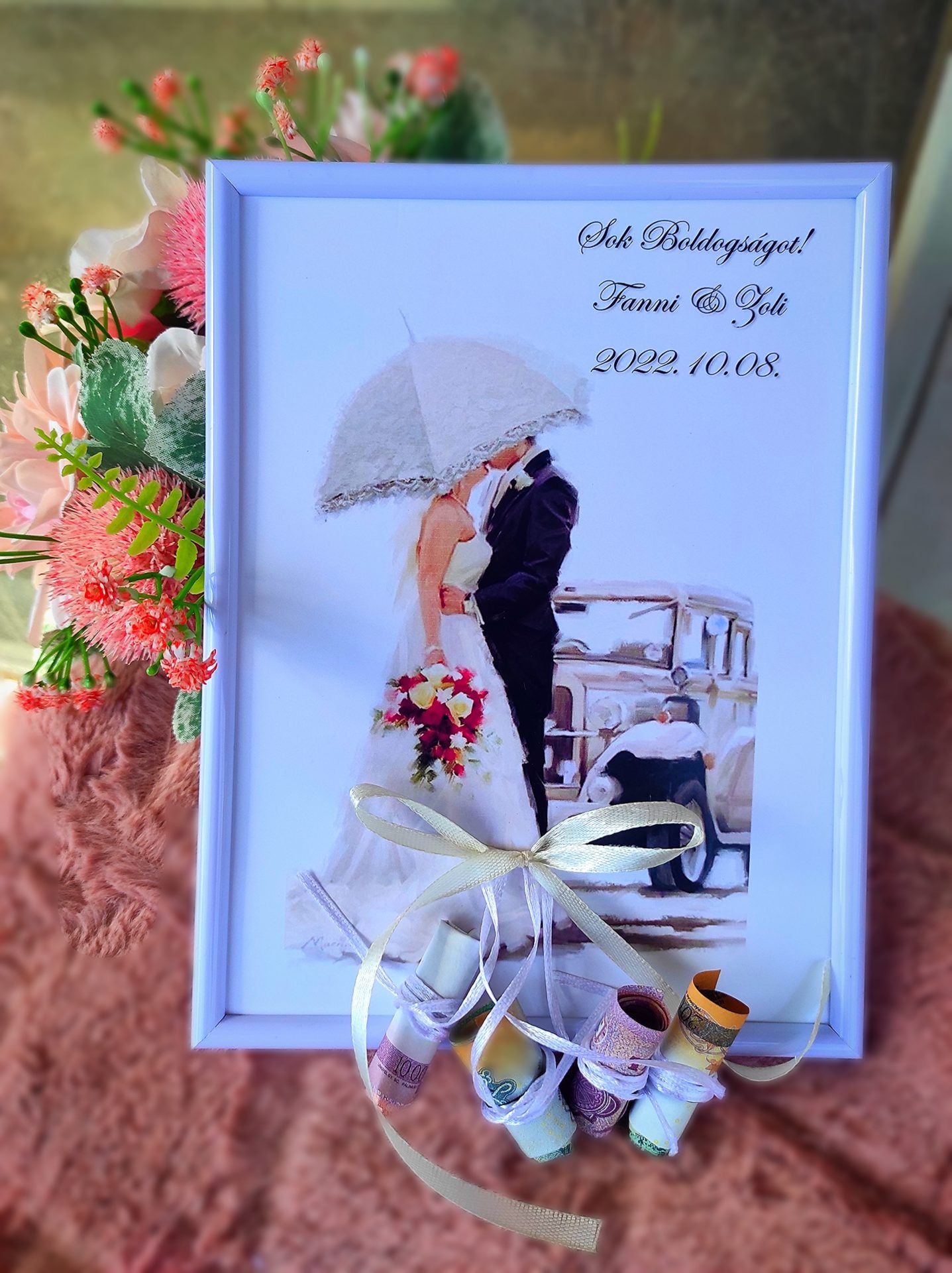 Bézs nászajándék átadó