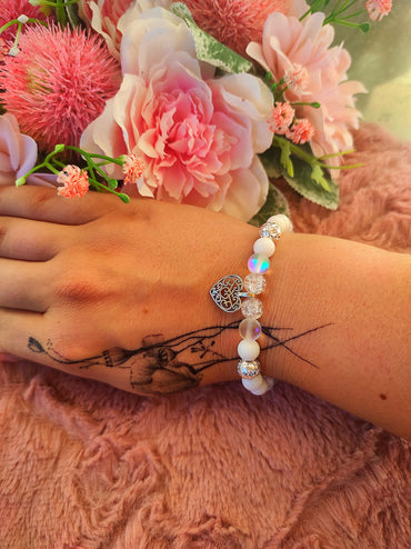 Keresztanya felkérő achát szív karkötő