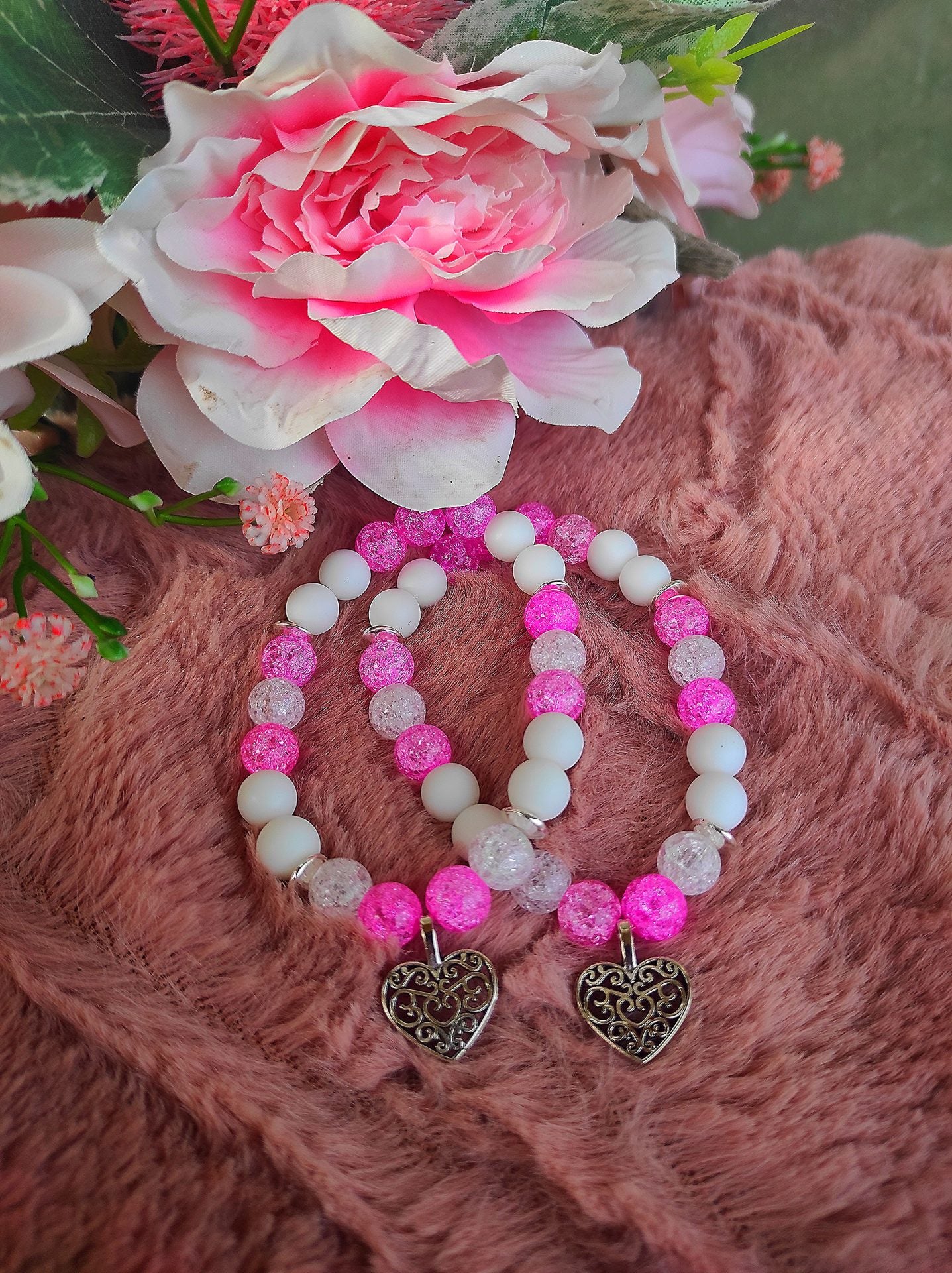 Pink páros hegyikristály karkötő