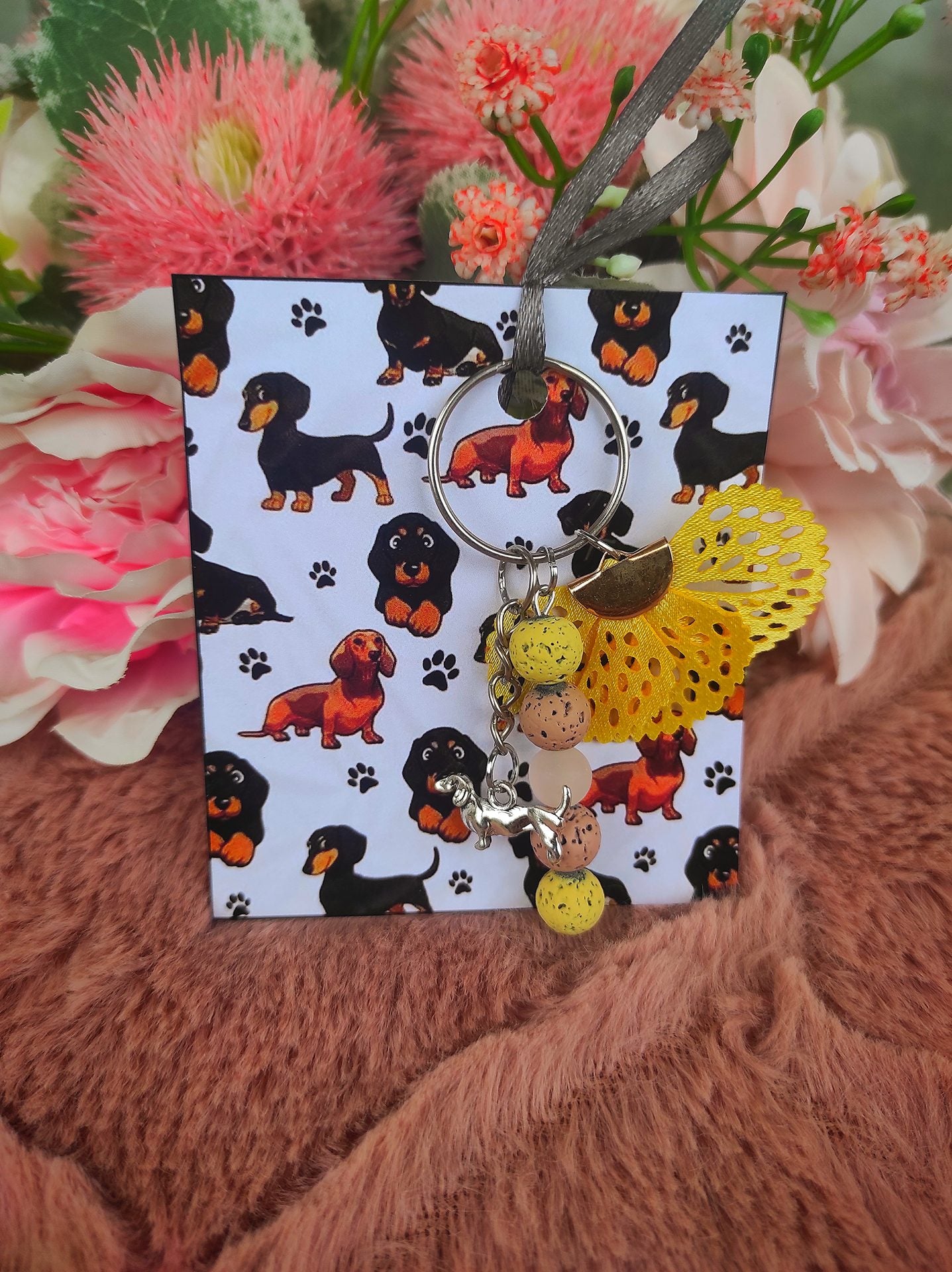 Sárga tacsis kulcstartó