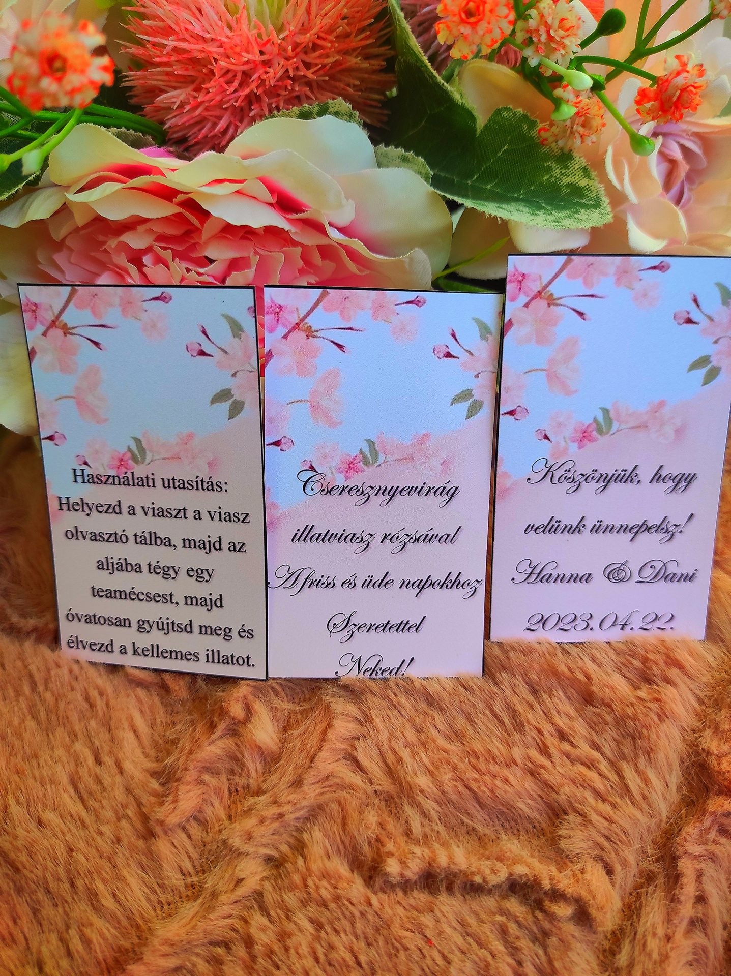 Cseresznyevirág esküvői köszönő ajándék