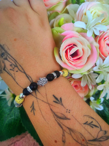 Fatima keze ónix karkötő