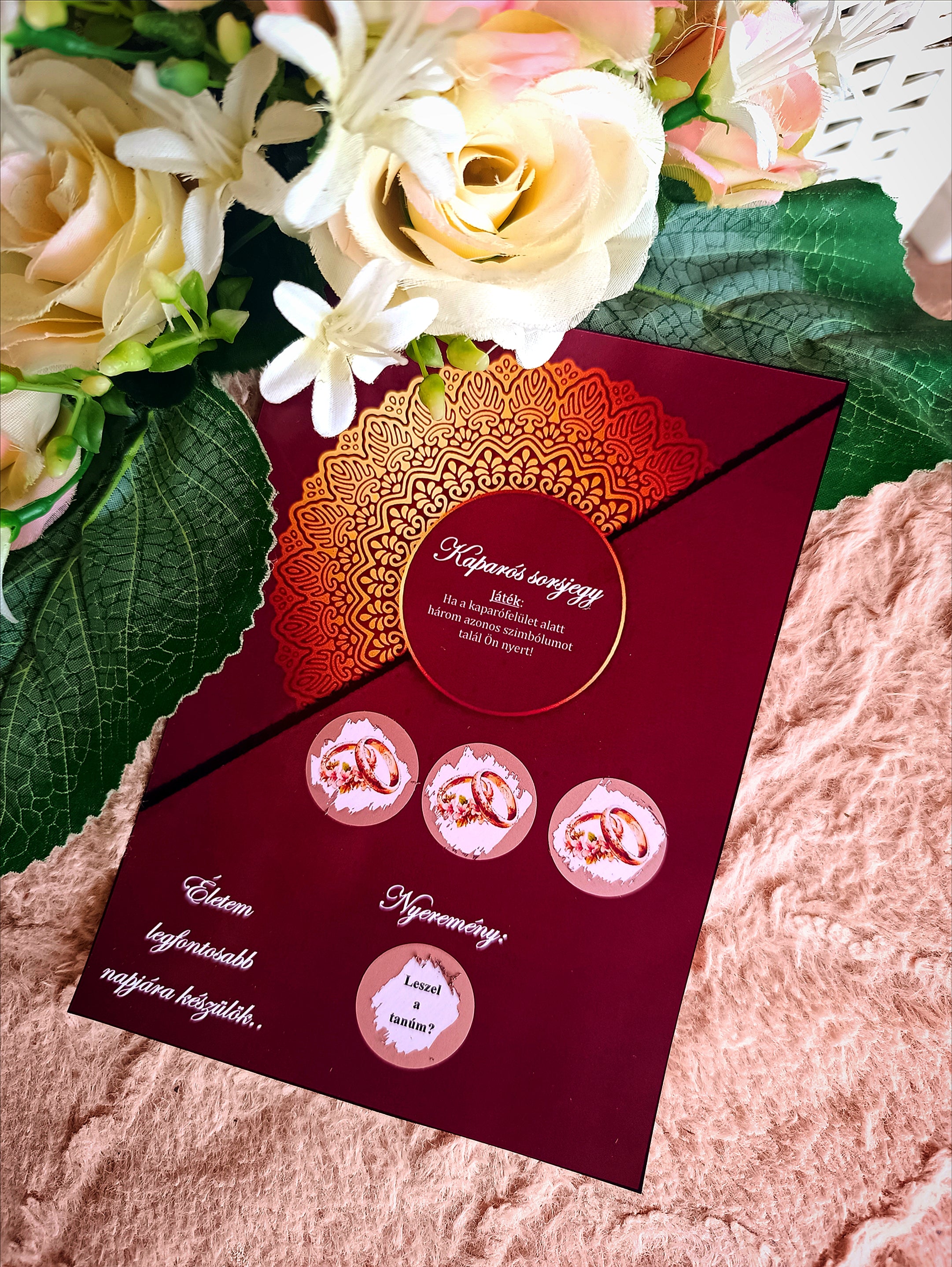 Tanúfelkérő kaparós sorsjegy bordó