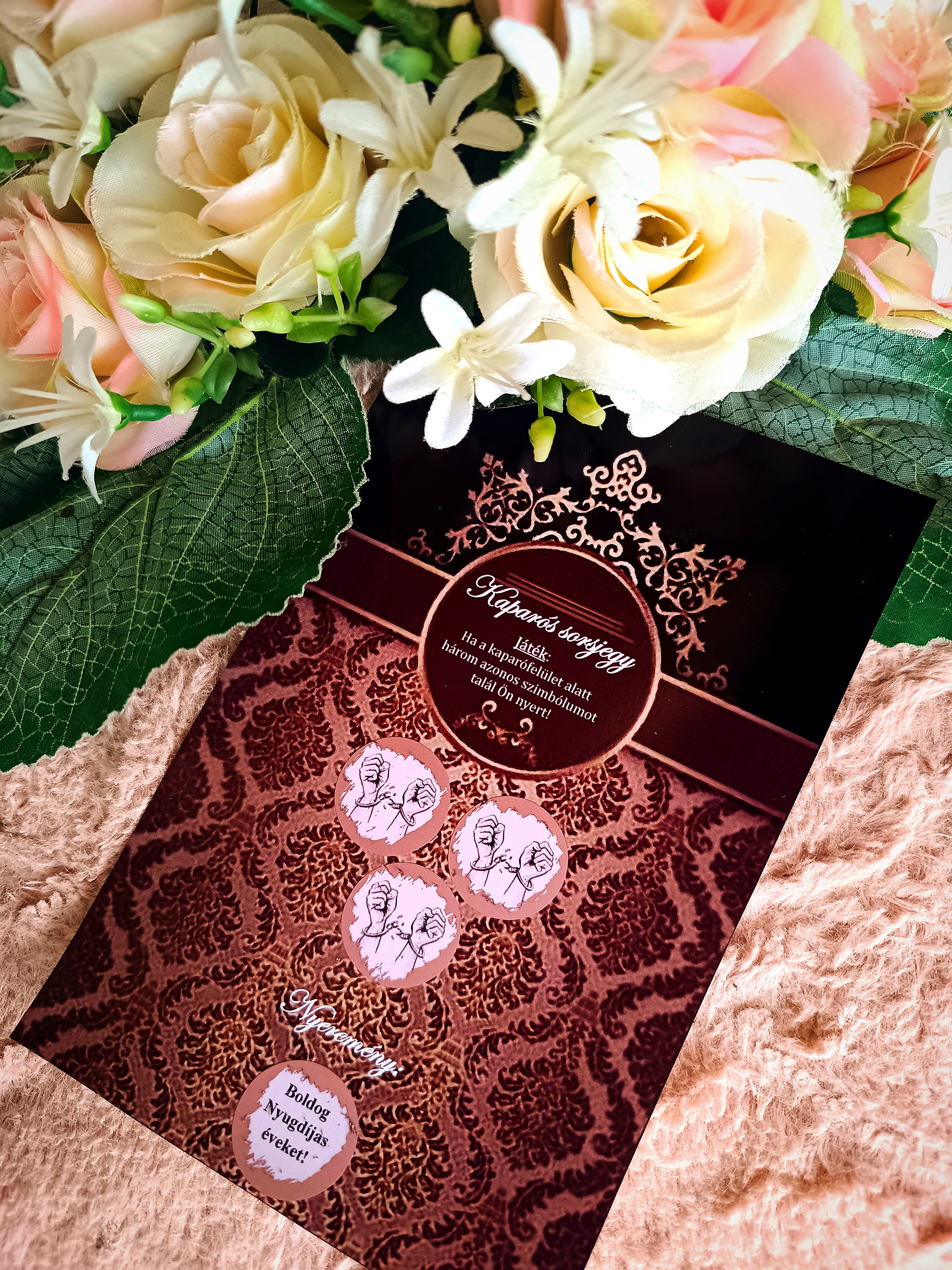 Nyugdíjas ajándék kaparós sorsjegy barna