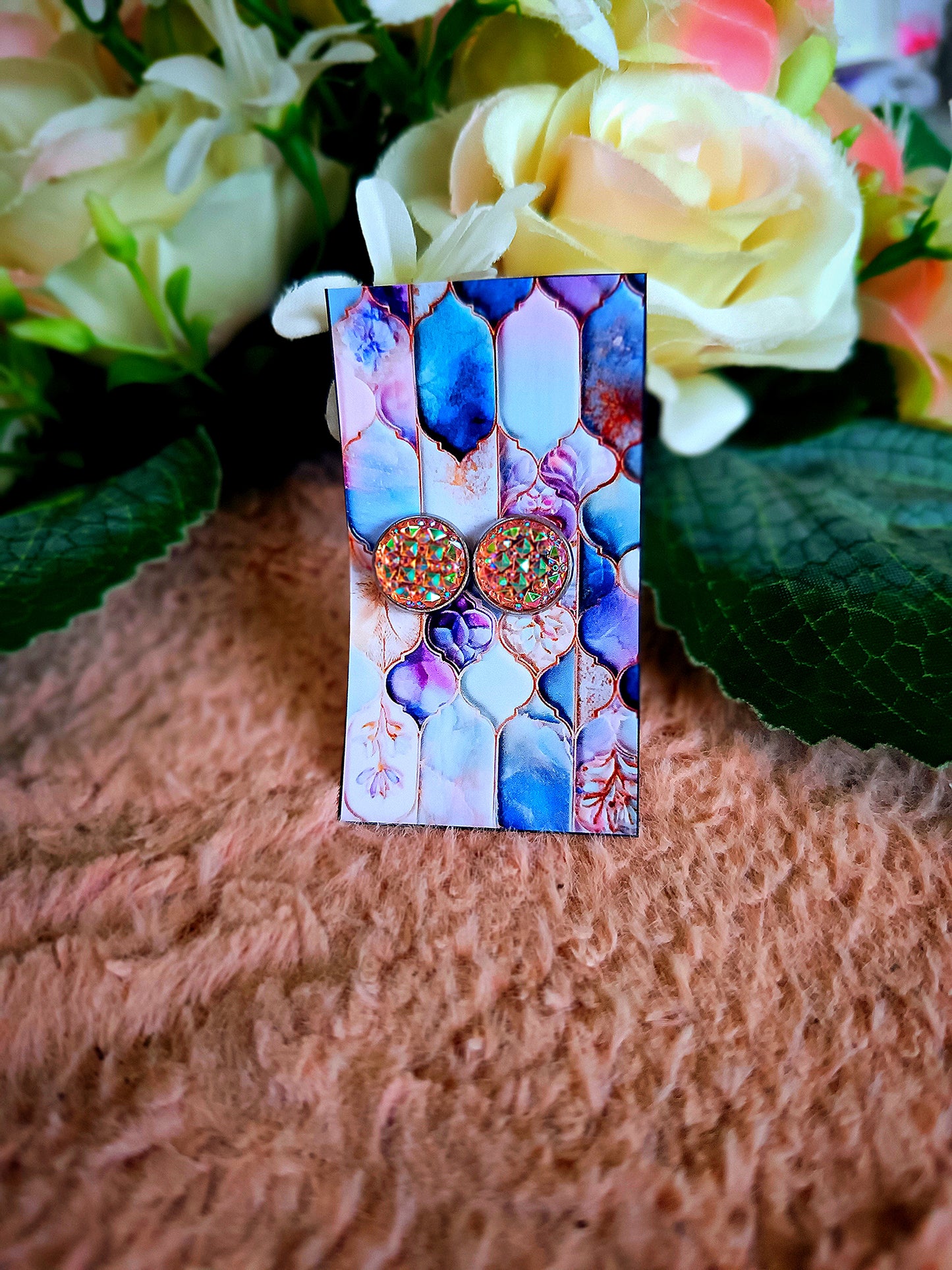 Lila kristályos bedugós nikkelmentes fülbevaló