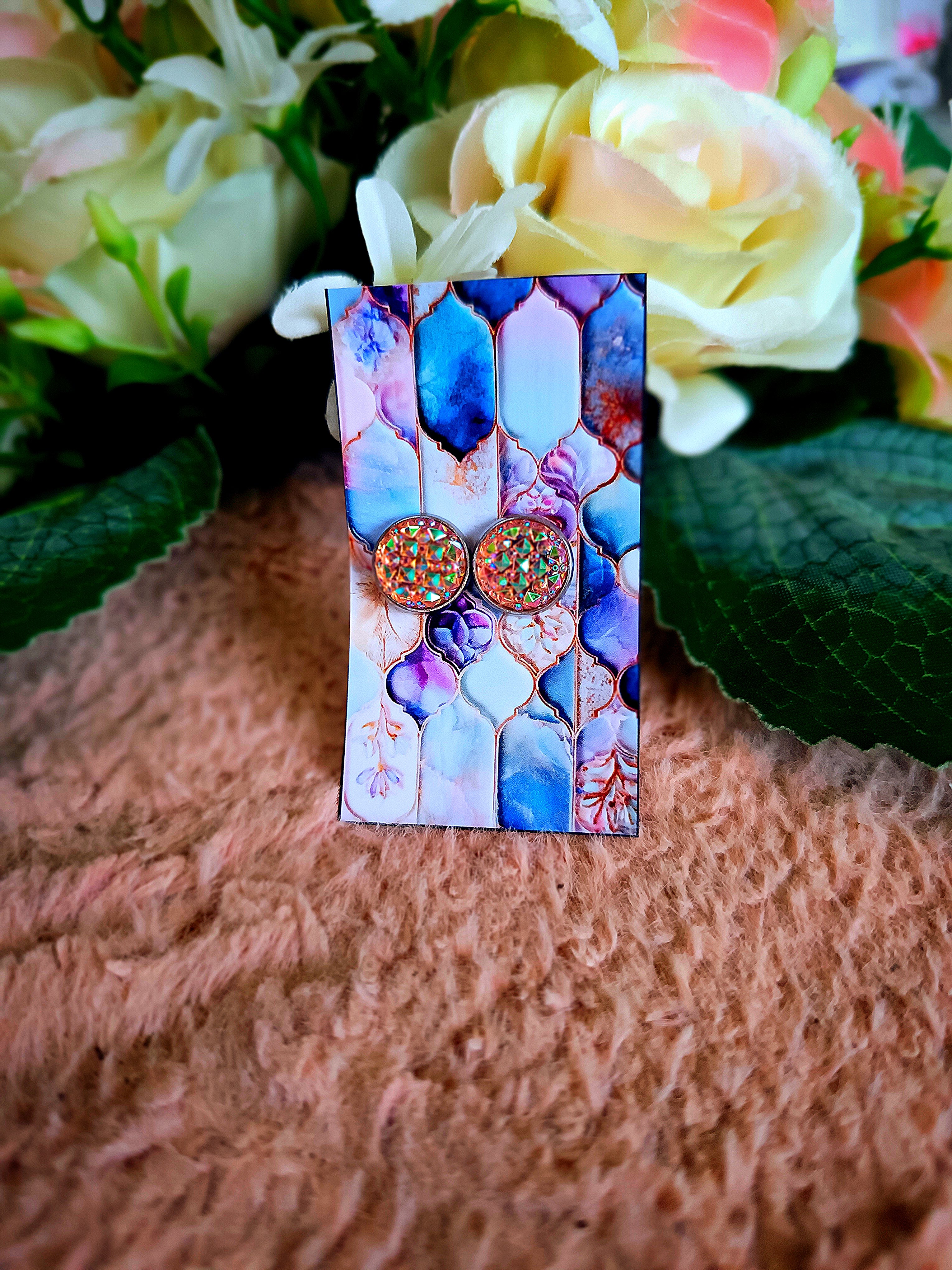 Lila kristályos bedugós nikkelmentes fülbevaló