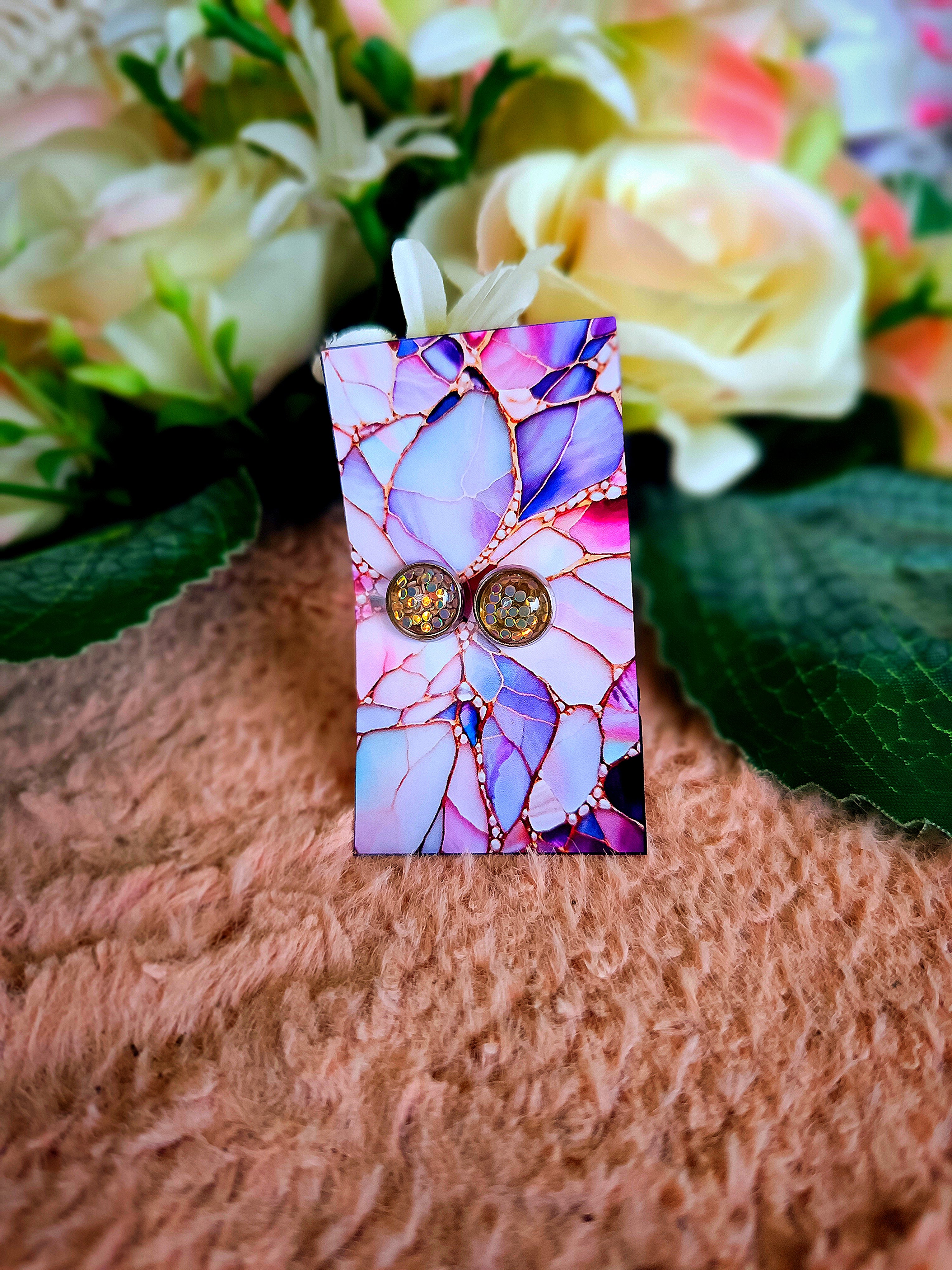 Lila konfetti bedugós nikkelmentes fülbevaló