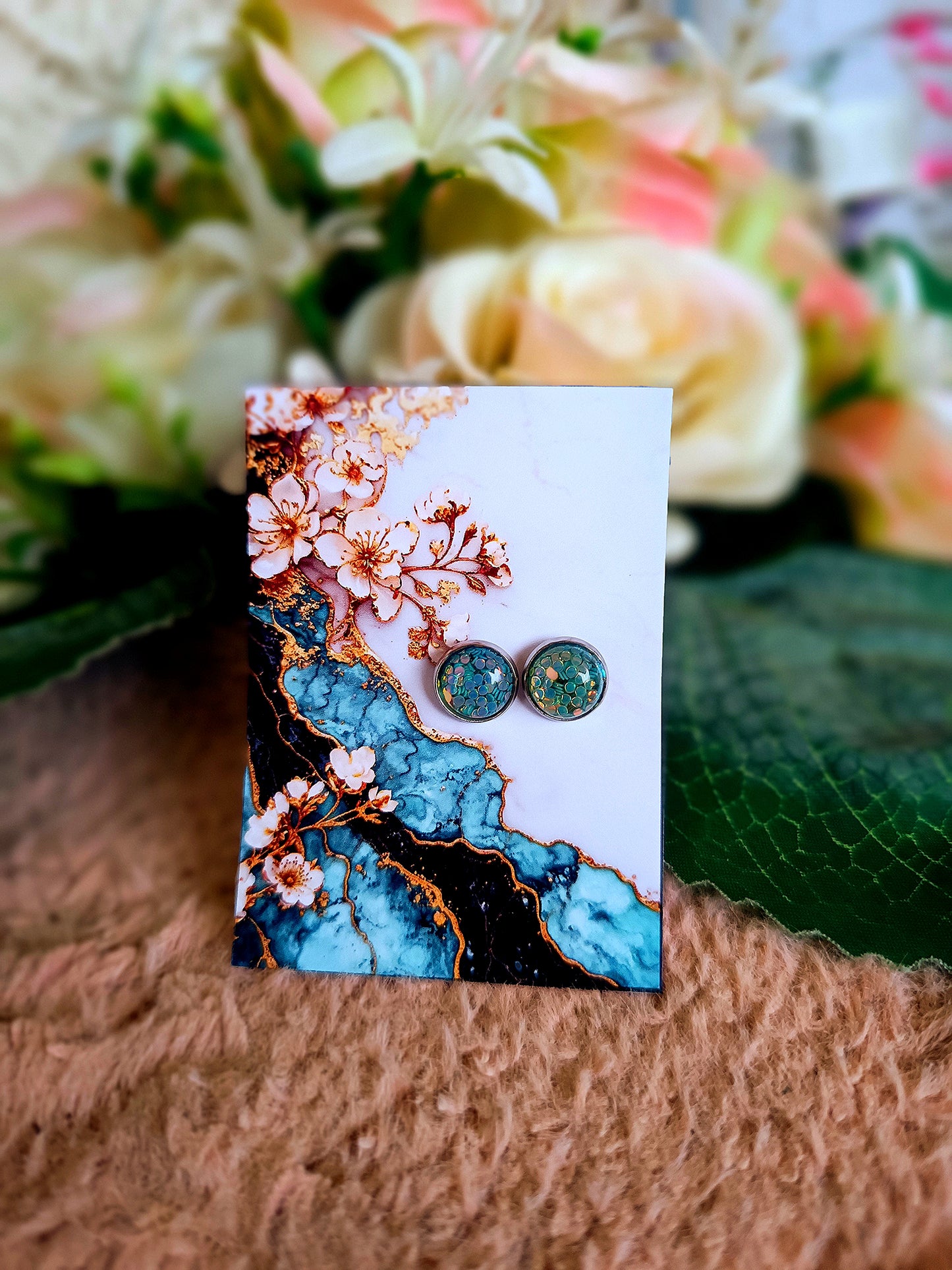 Kék konfetti bedugós nikkelmentes fülbevaló