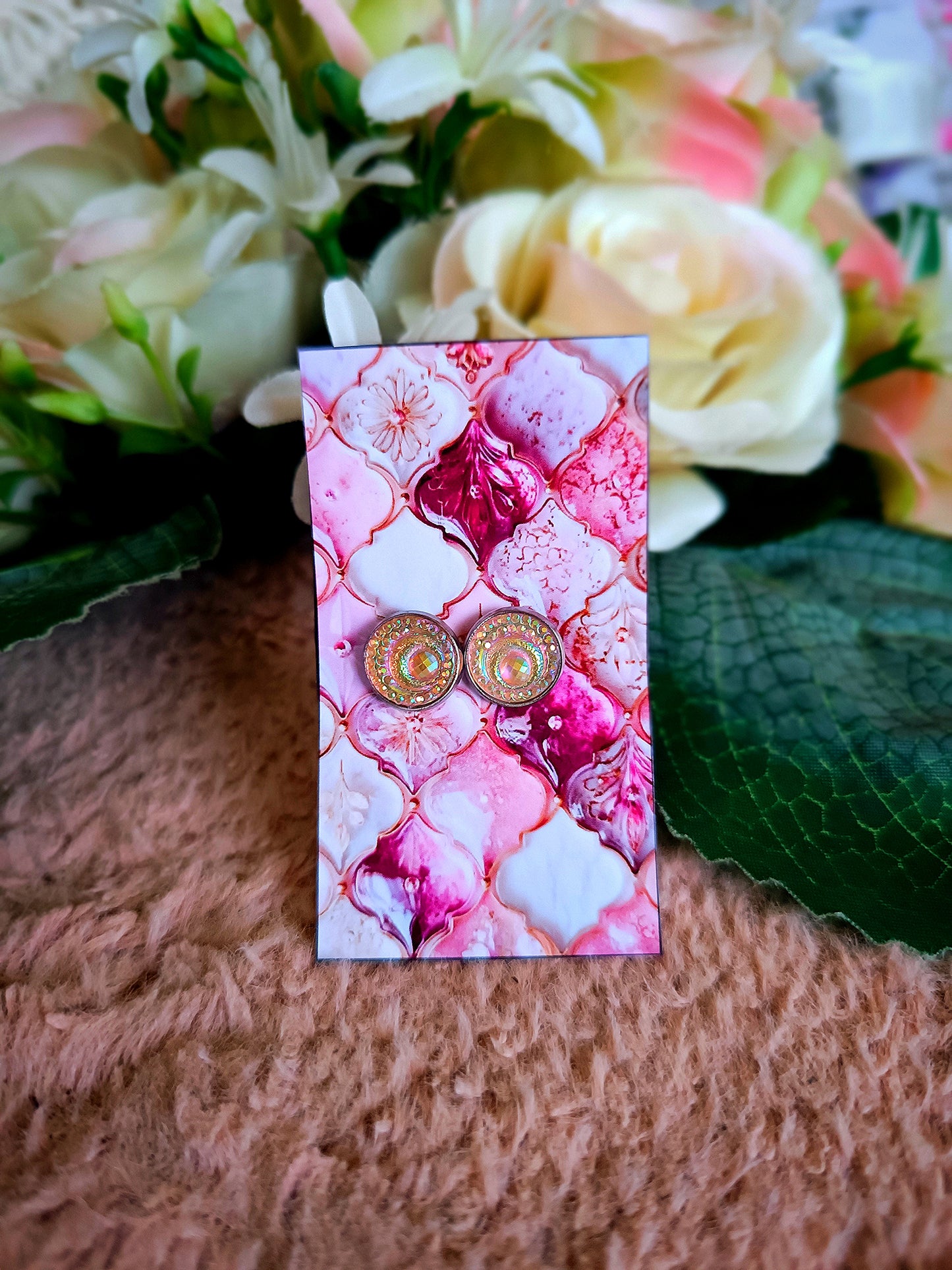 Rózsaszín csavart bedugós nikkelmentes fülbevaló