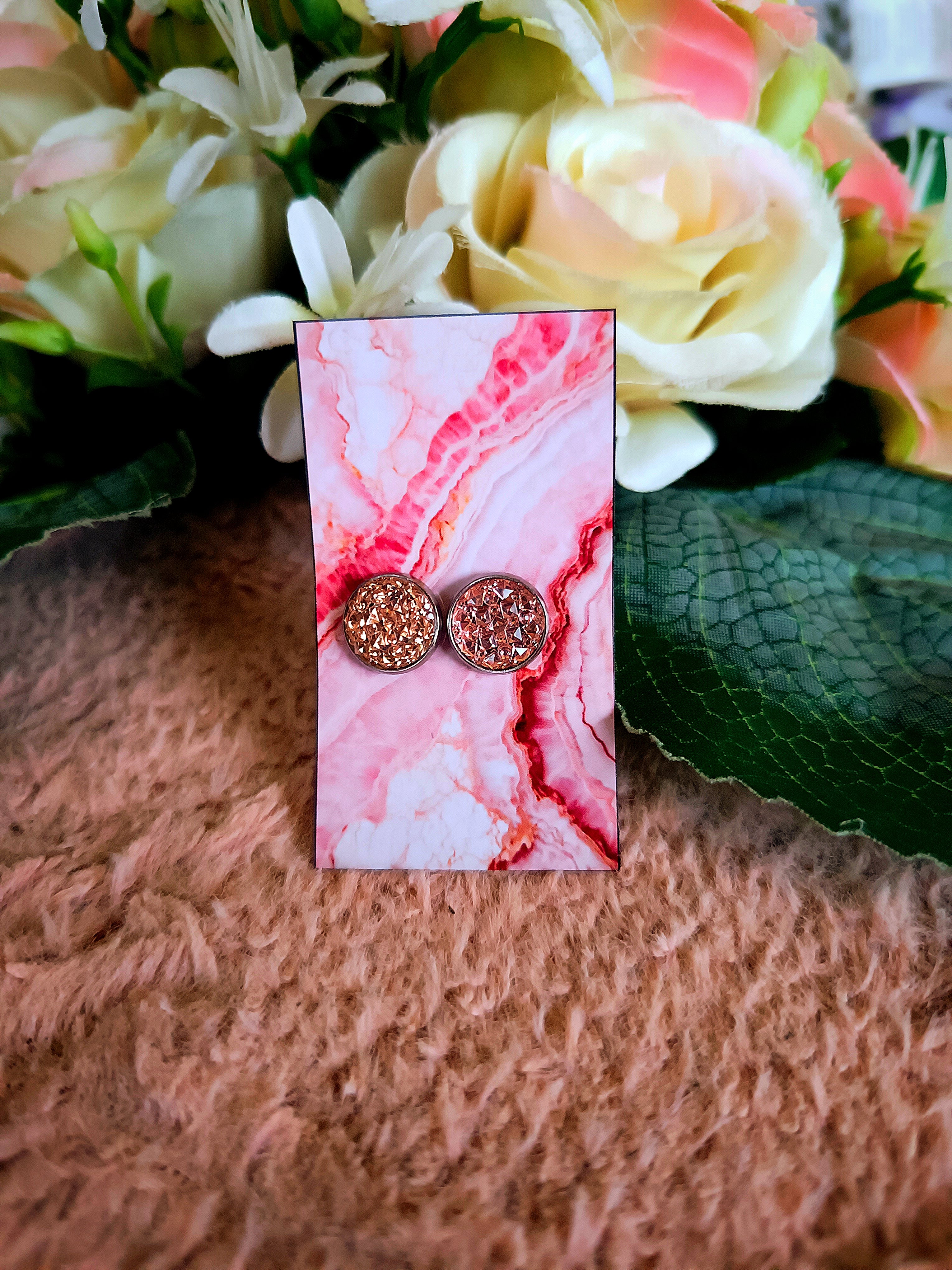 Kristályos rose bedugós nikkelmentes fülbevaló