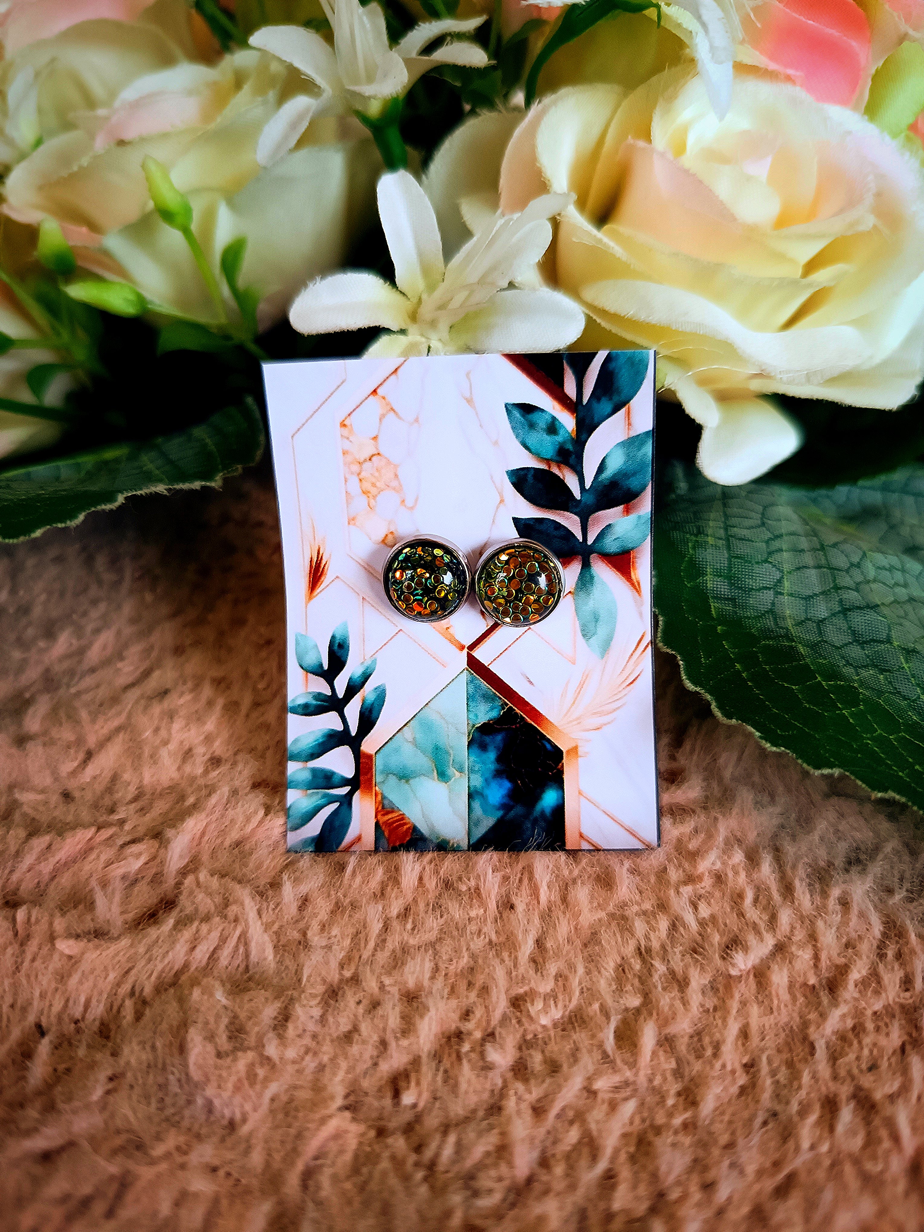 Sötétkék konfetti bedugós nikkelmentes fülbevaló