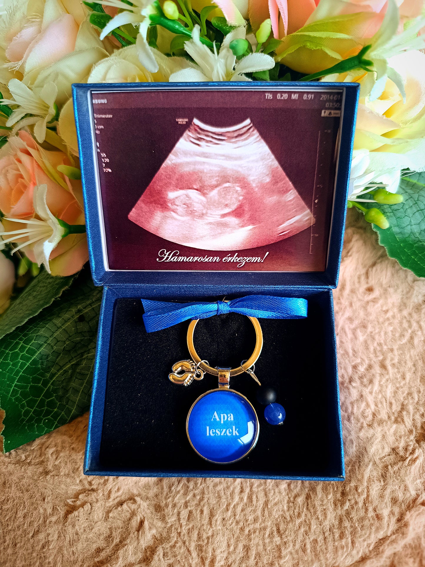 Apa leszek kulcstartó baba bejelentő ajándék apának