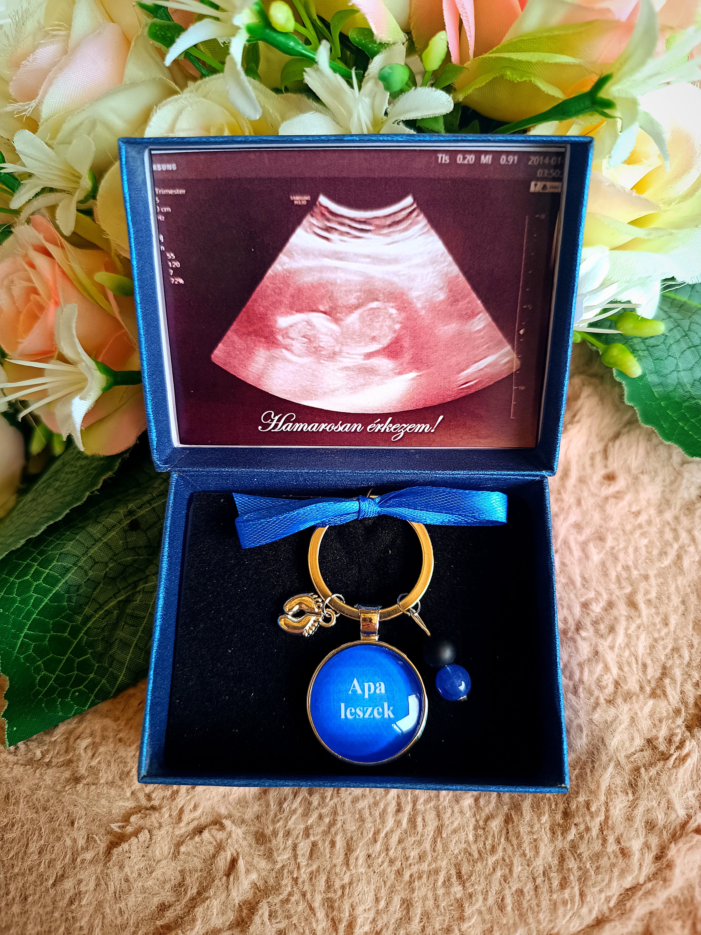 Apa leszek kulcstartó baba bejelentő ajándék apának