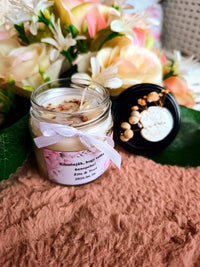 Eküvői köszönő ajándék vendégeknek feliratos ásvány gyertya fehér