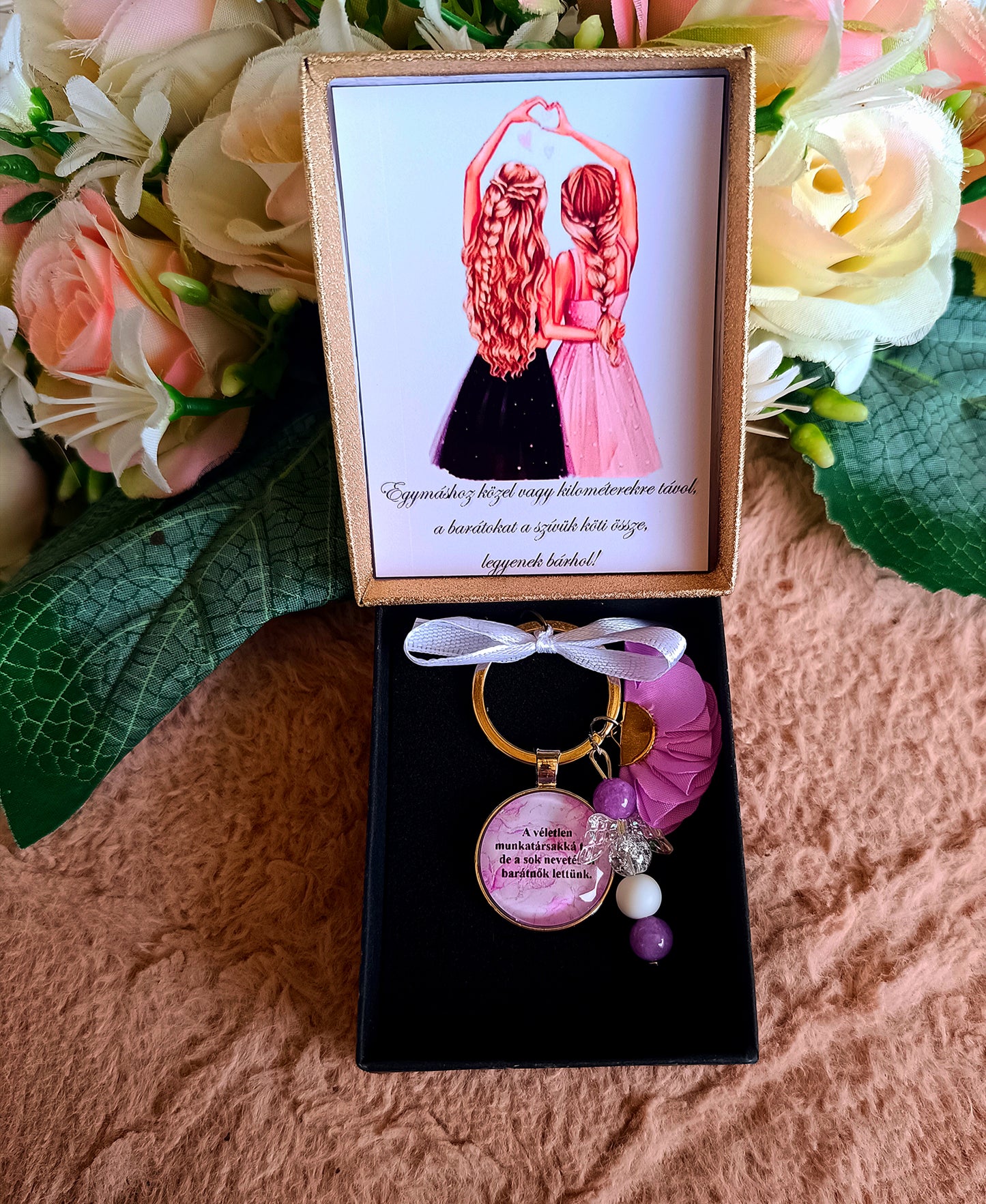 Ajándék barátnőnek barátság kulcstartó lila