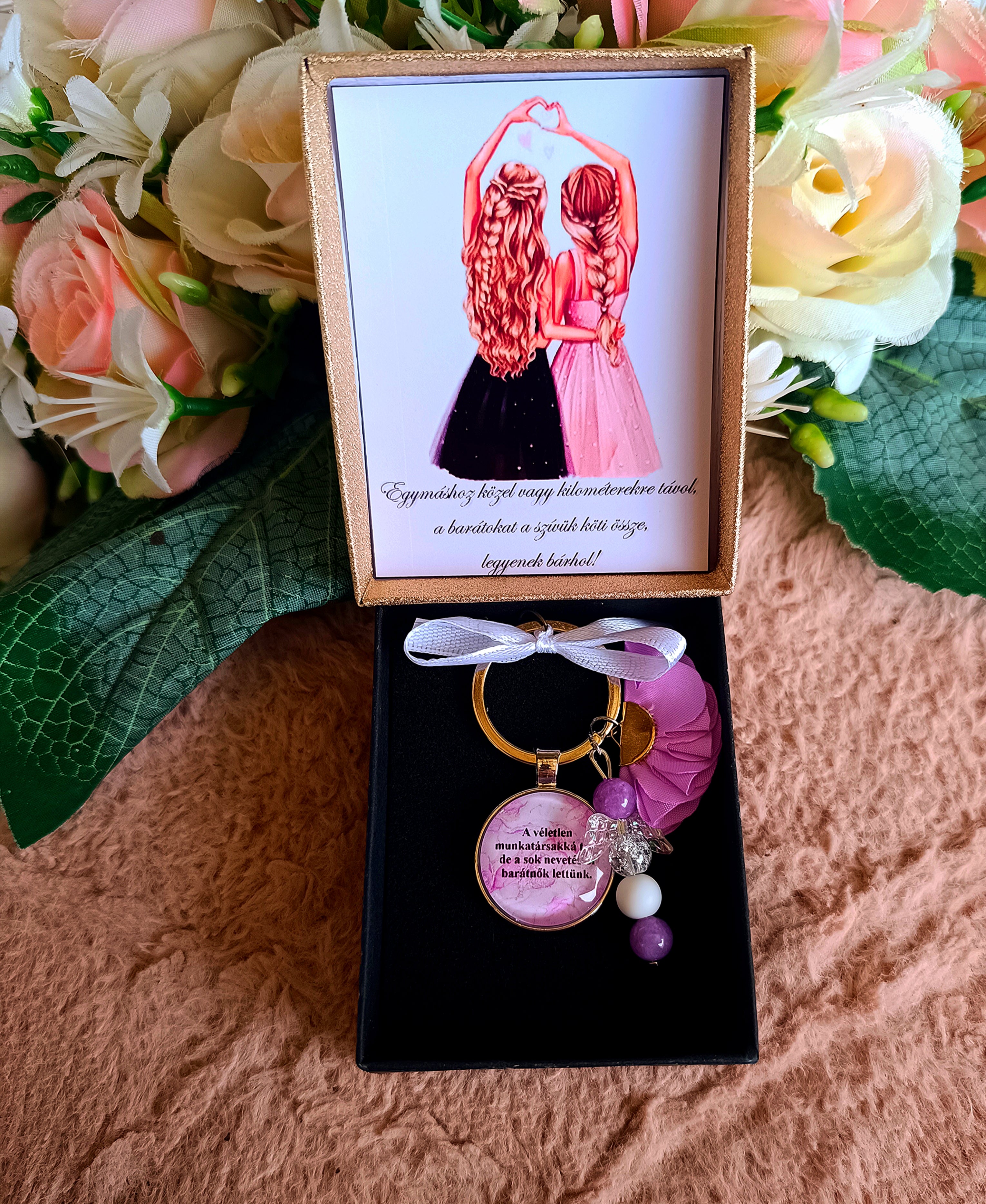 Ajándék barátnőnek barátság kulcstartó lila
