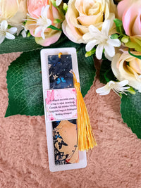 Nőnapi ajándék pillangós könyvjelző kék-sárga