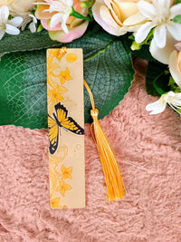 Nőnapi ajándék pillangós könyvjelző (sárga)