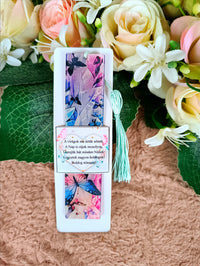 Nőnapi ajándék pillangós könyvjelző lila
