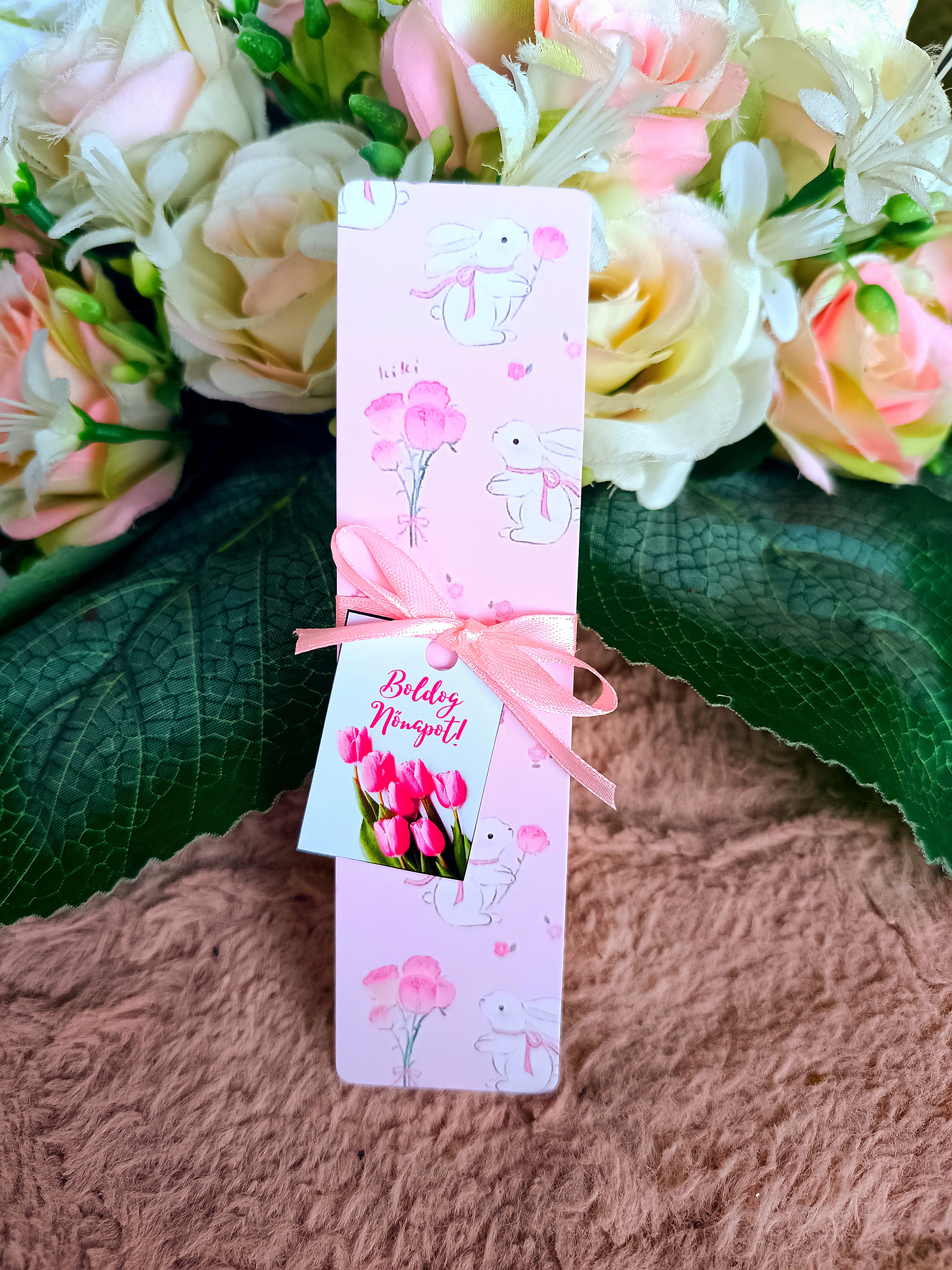 Nőnapi ajándék masnis könyvjelző II