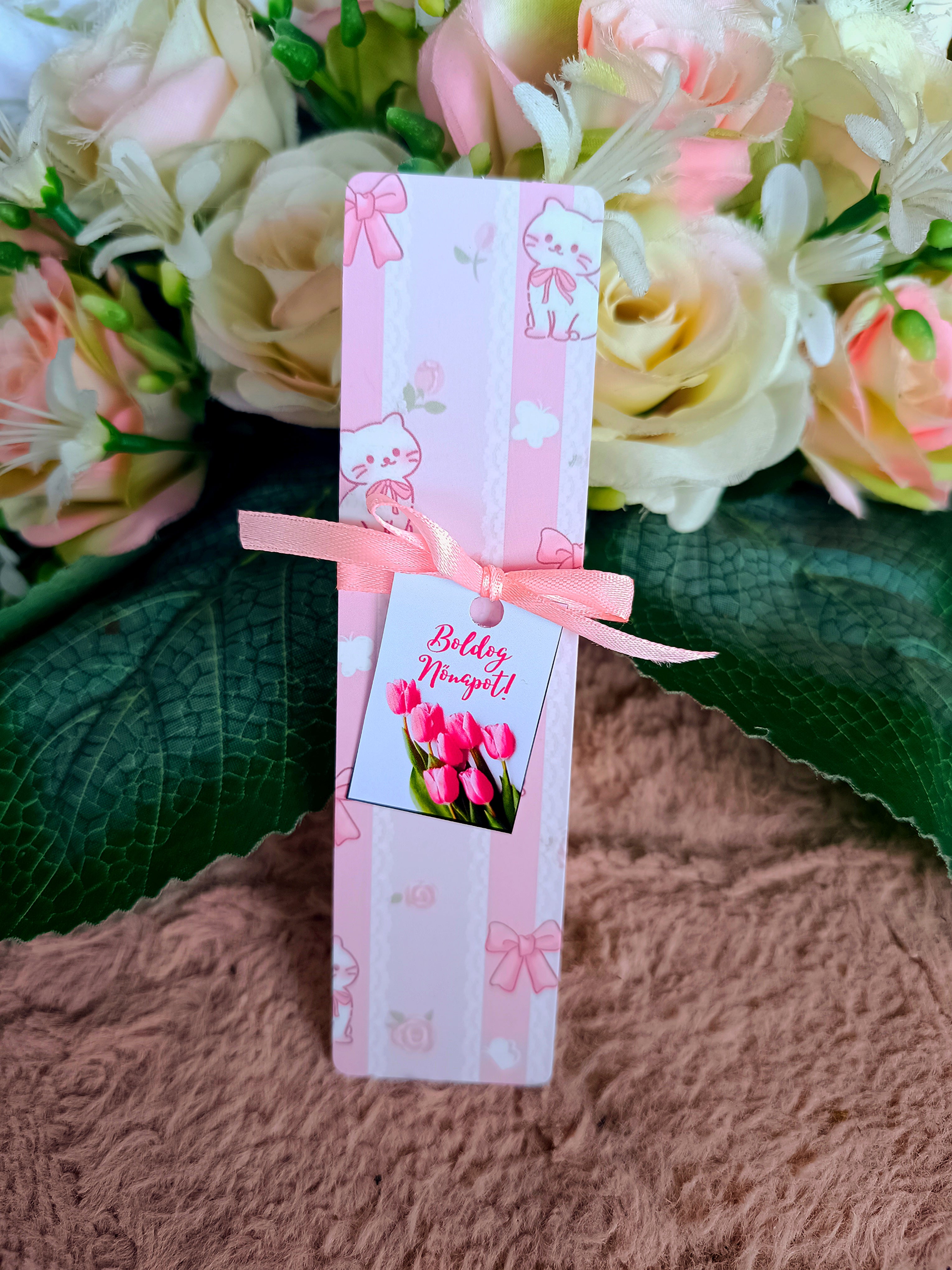 Nőnapi ajándék masnis könyvjelző III