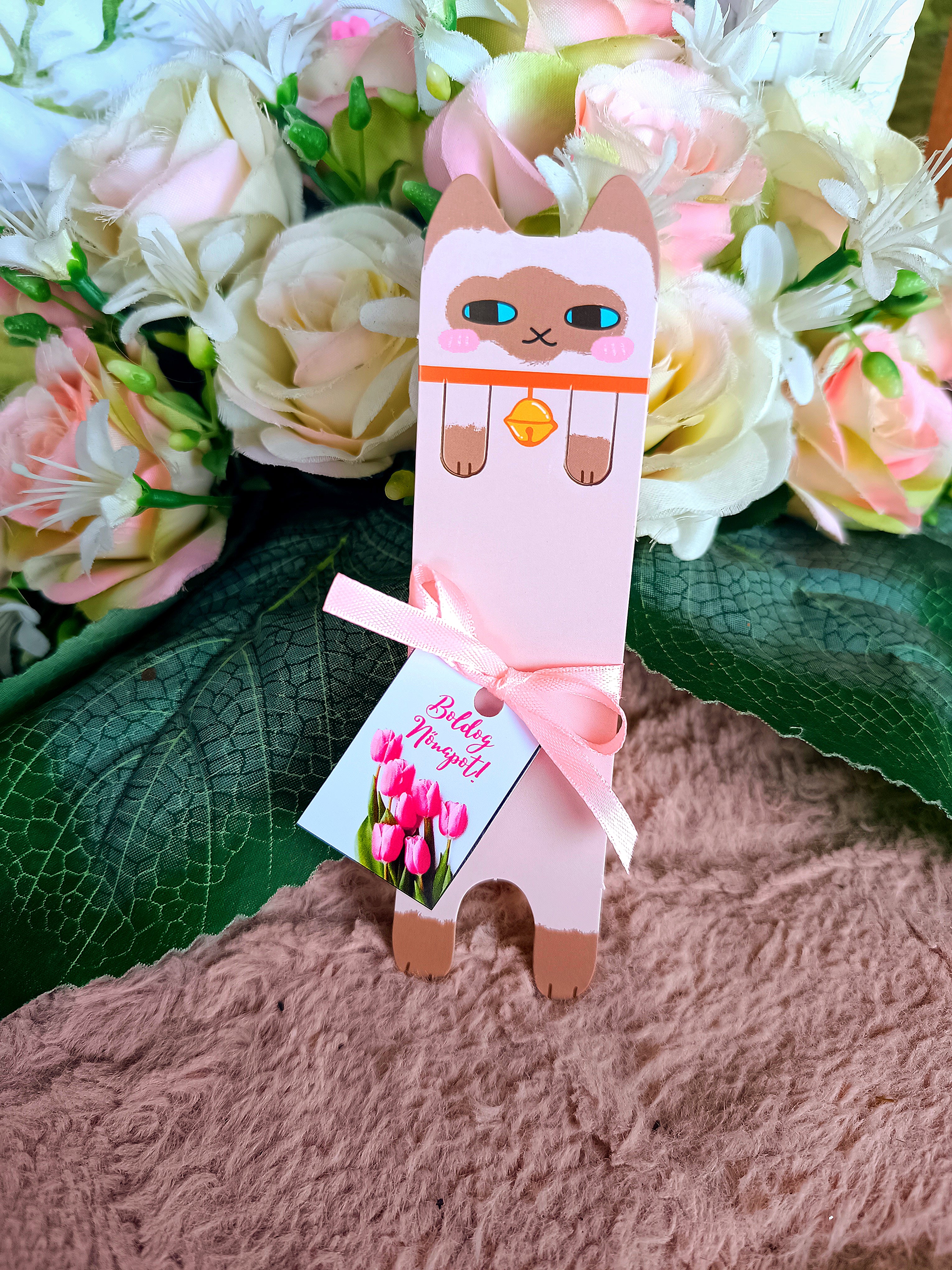 Nőnapi ajándék cicás könyvjelző II