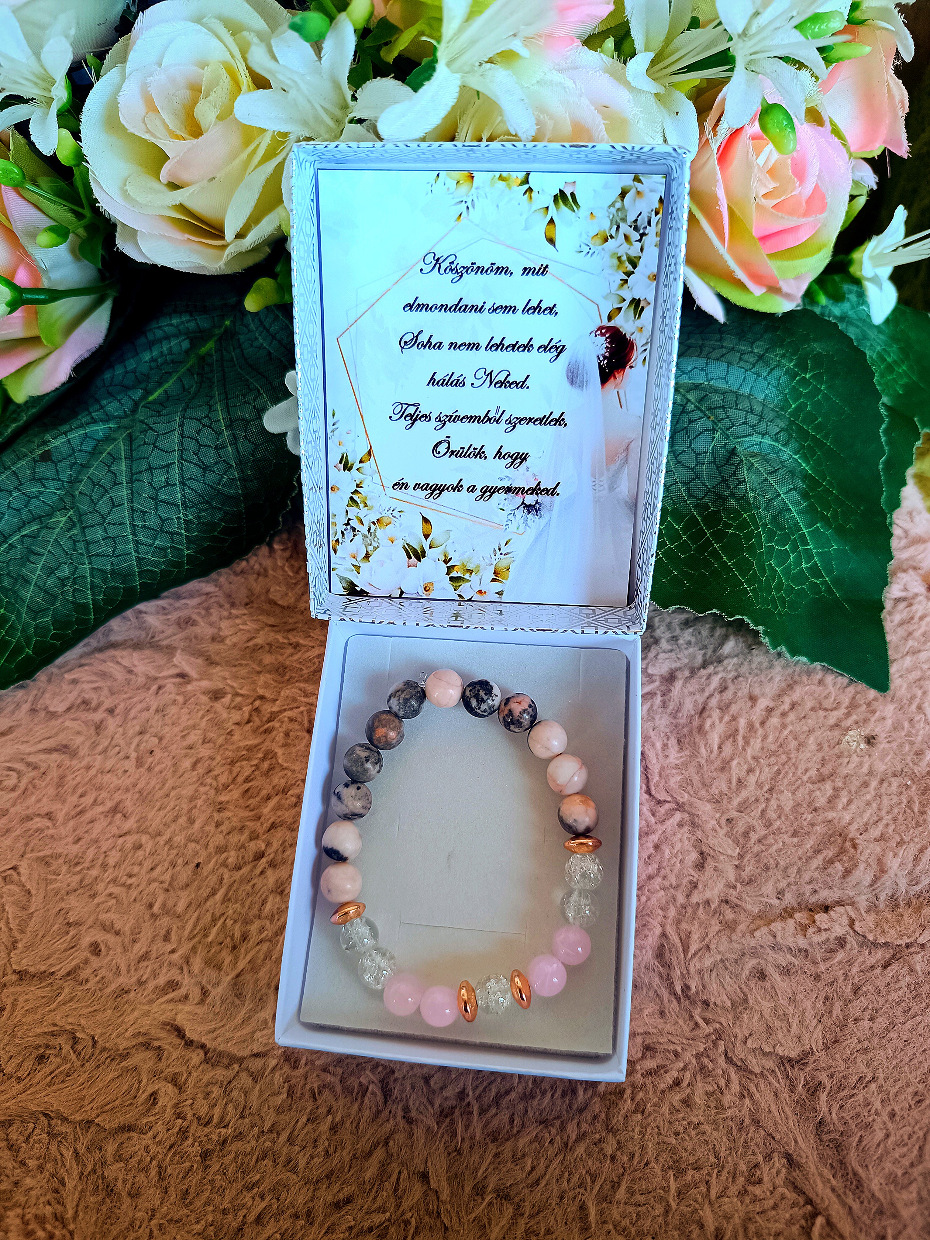 Ajándék örömanya szeretet karkötő esküvőre szülőköszöntő