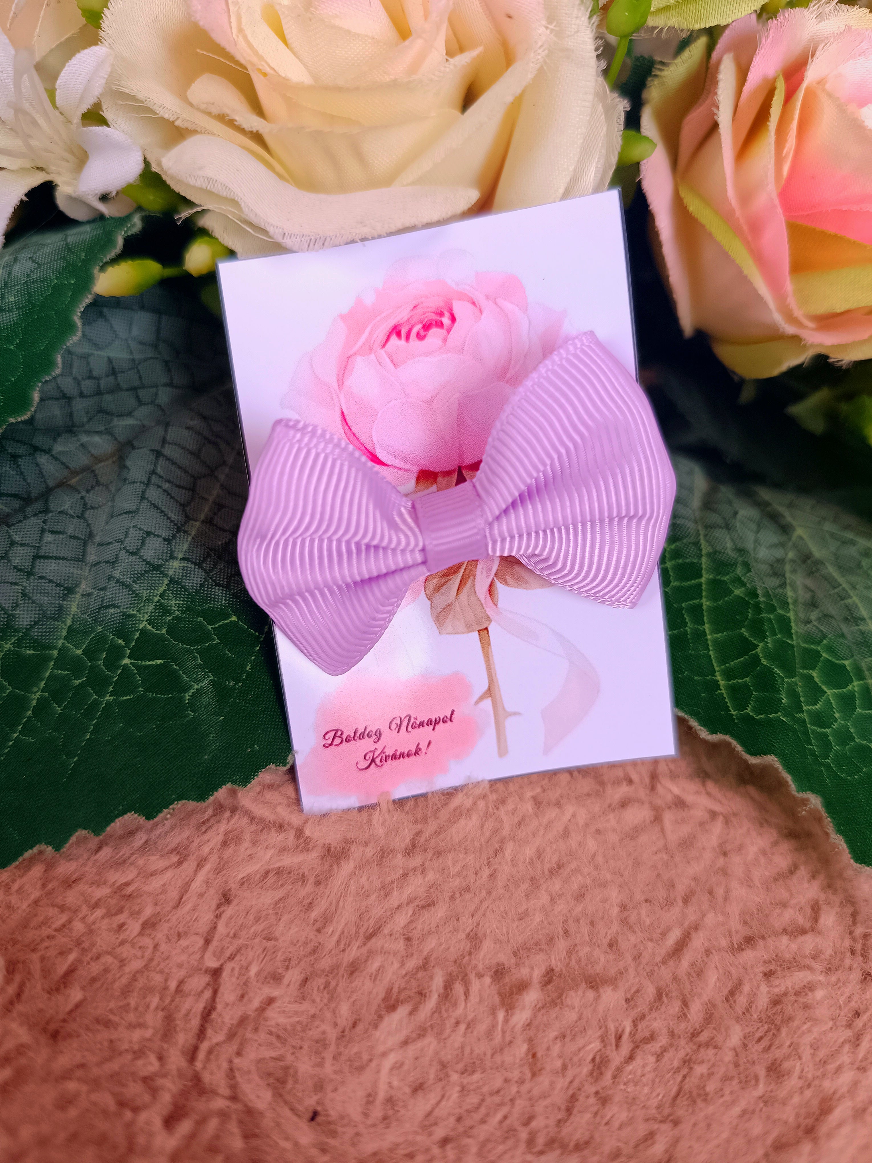 Ajándék masni hajgumi nőnapi pasztel lila