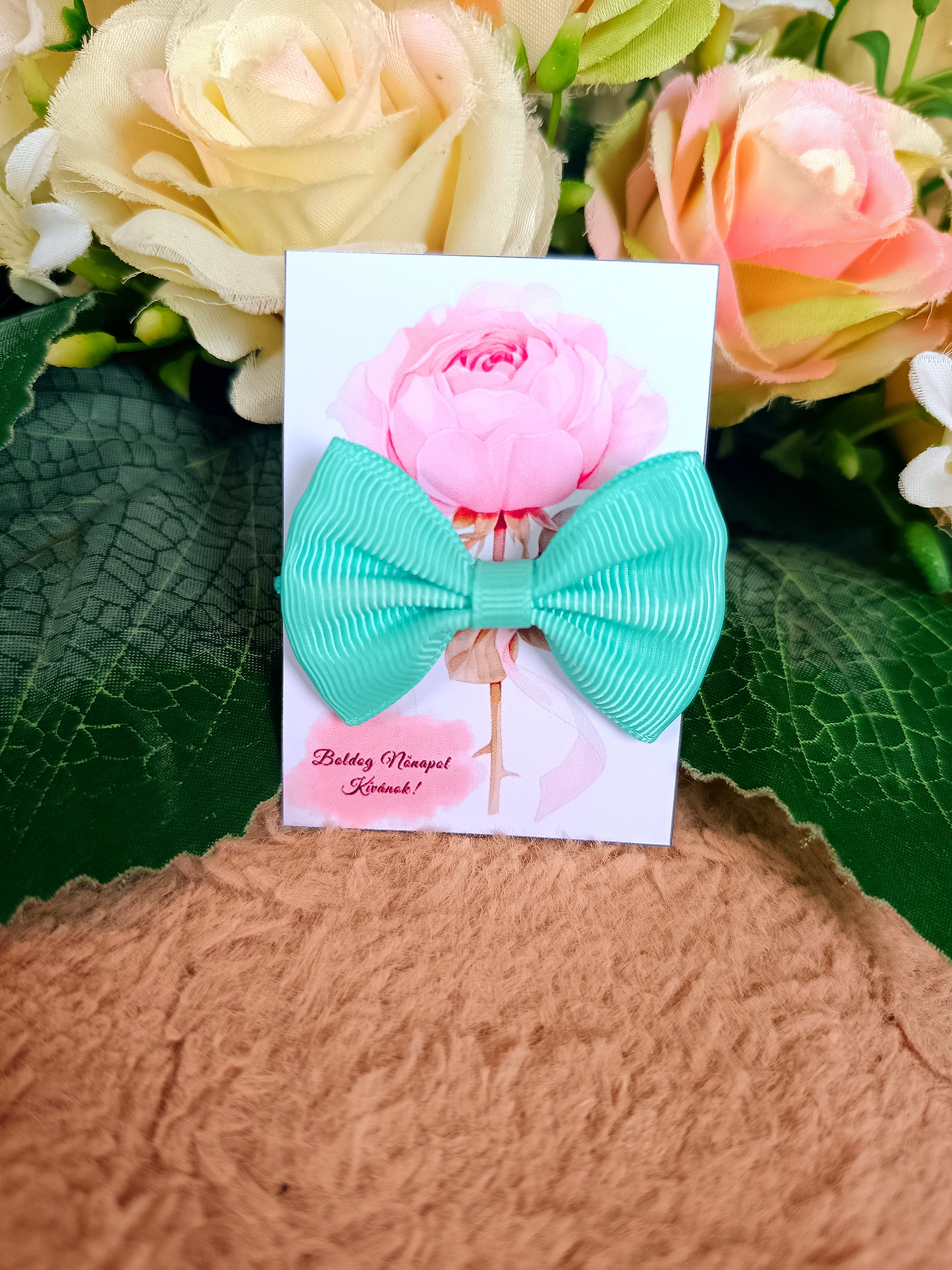 Ajándék masni hajgumi nőnapi sötét menta