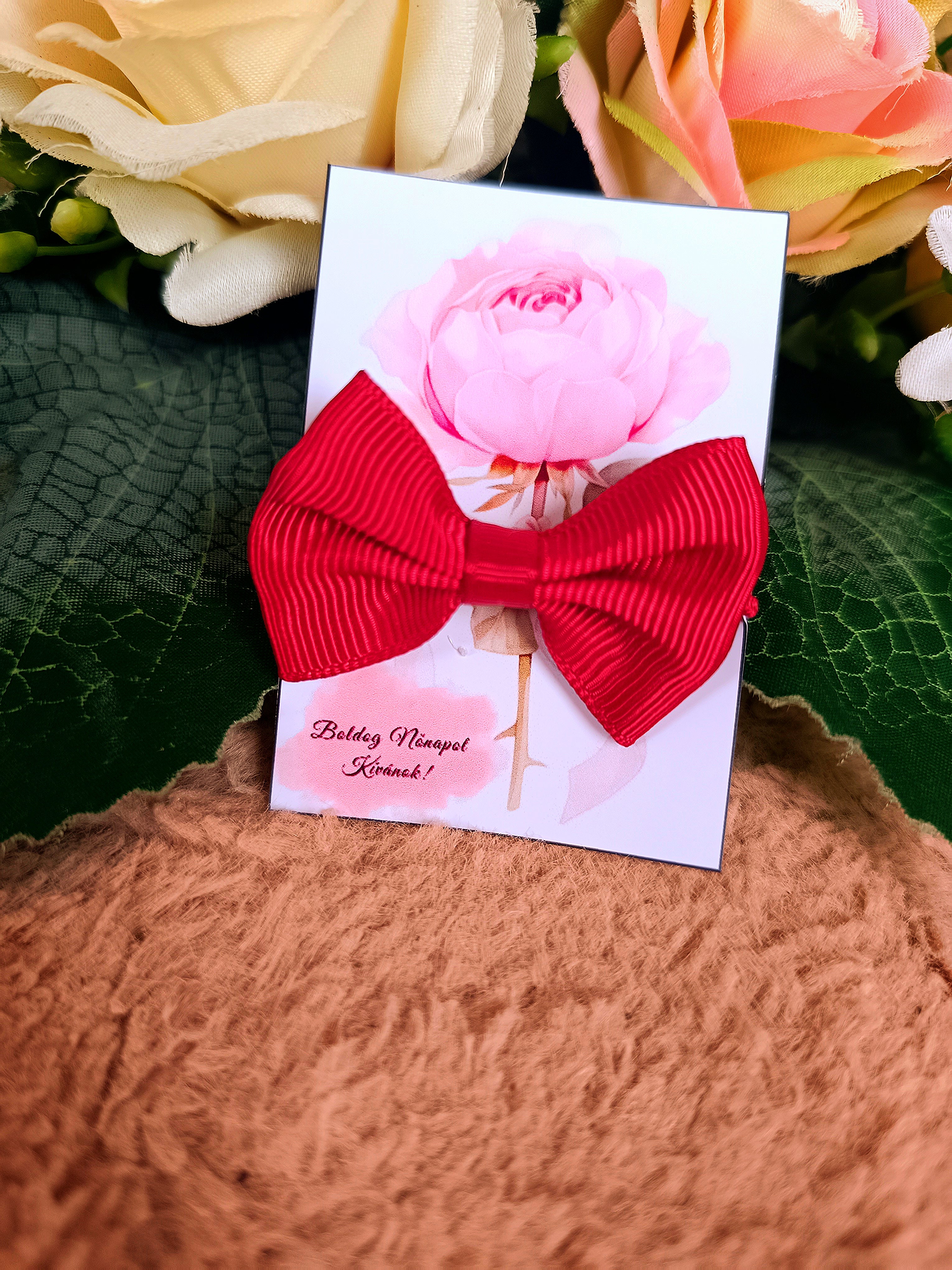 Ajándék masni hajgumi nőnapi bordó