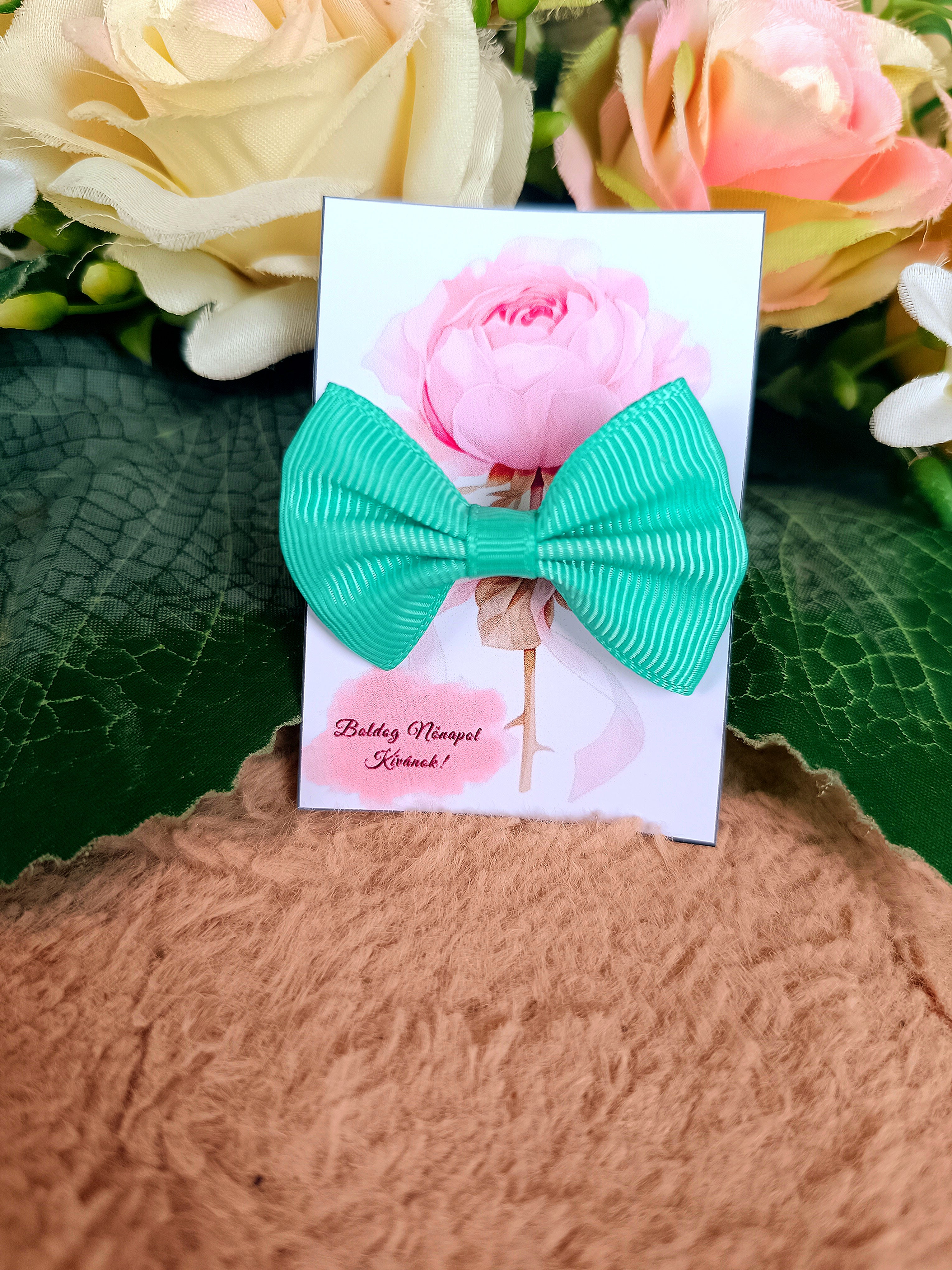 Ajándék masni hajgumi nőnapi türkiz